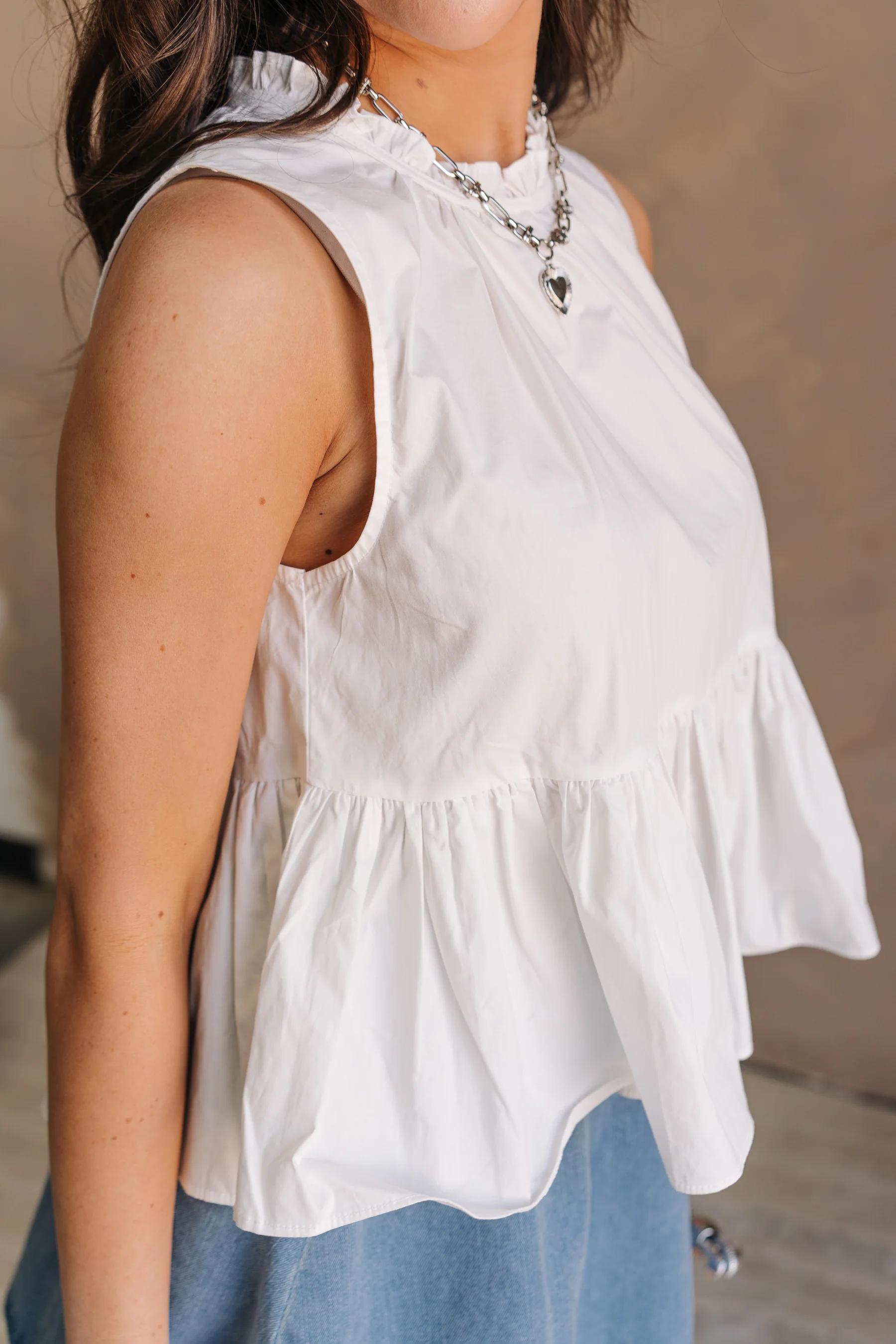 Arya White Poplin Sleeveless Tank - Image 6