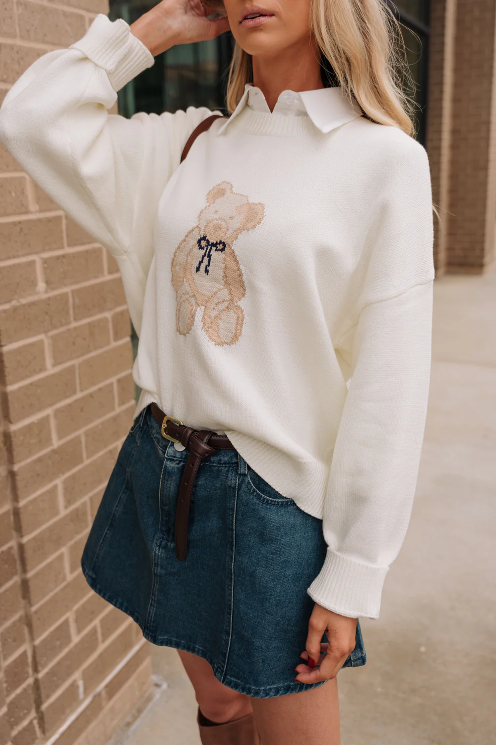 Arya White Teddy Bear Knit Sweater - Image 8