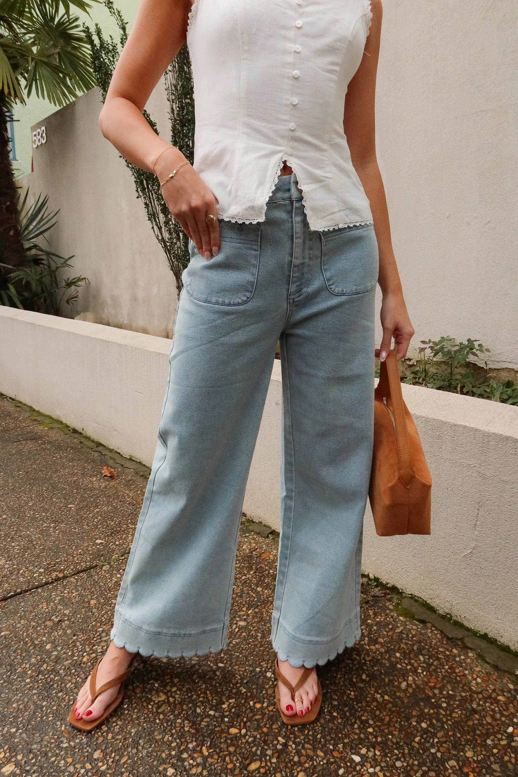 Ashleigh Blue Denim Scalloped Pants - Image 5