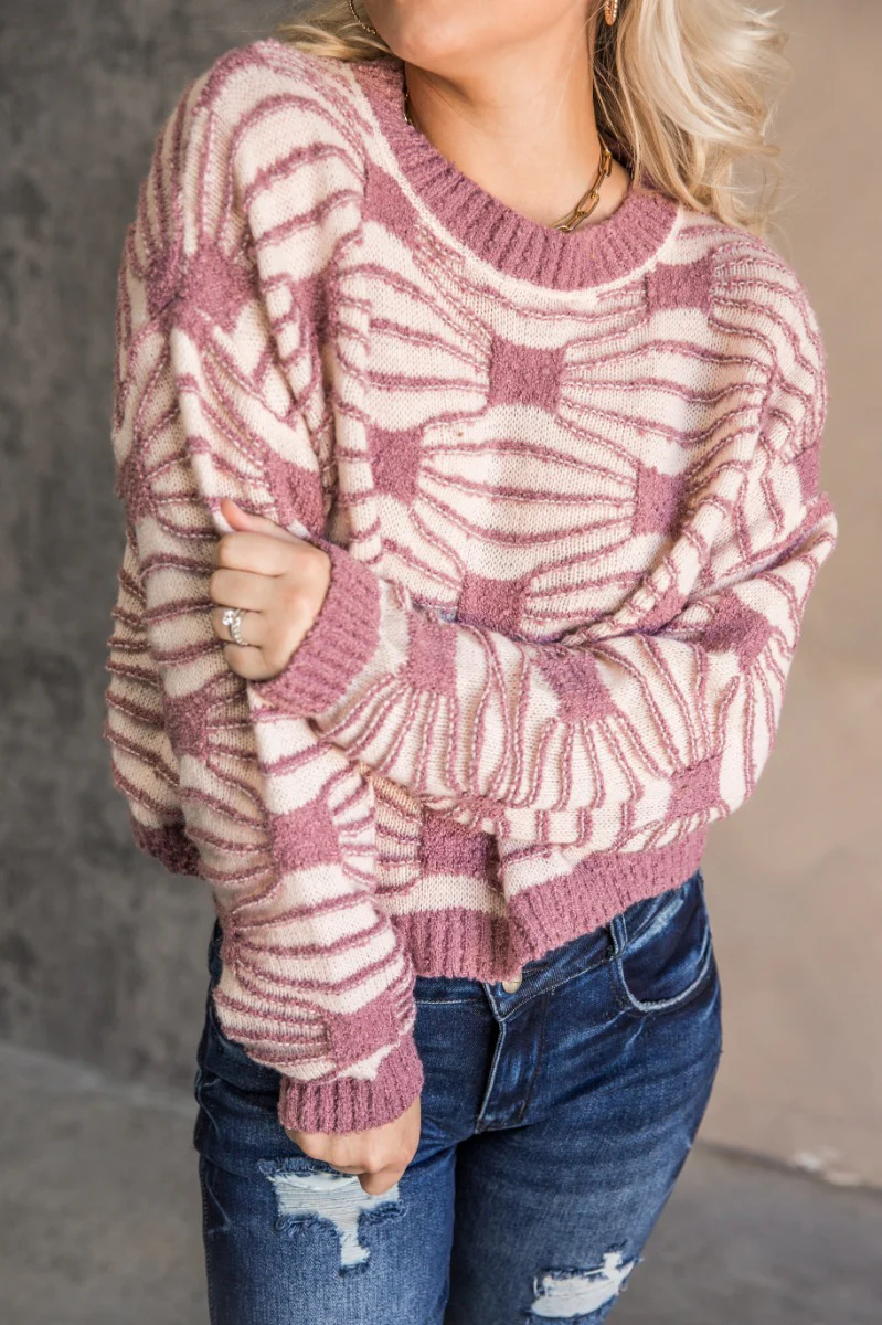 Marley Lilac & Cream Patterned Sweater