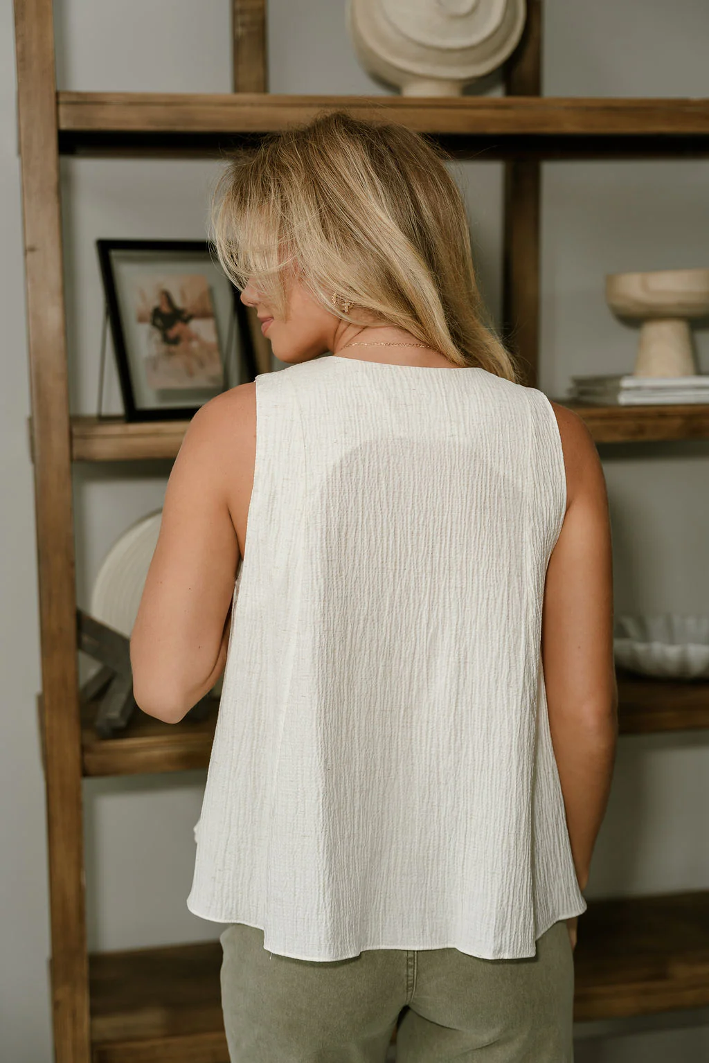 Ashton Beige Flared Tank Top - Image 6
