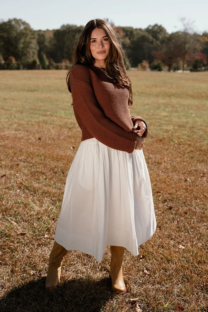 Ashton Brown Knit Cropped Sweater - Image 3