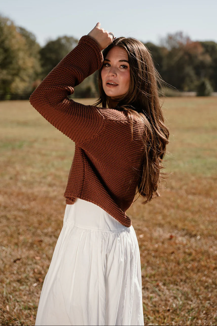 Ashton Brown Knit Cropped Sweater - Image 5