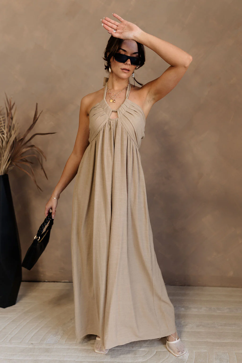 Ashton Taupe Halter Wide Leg Jumpsuit - Image 2
