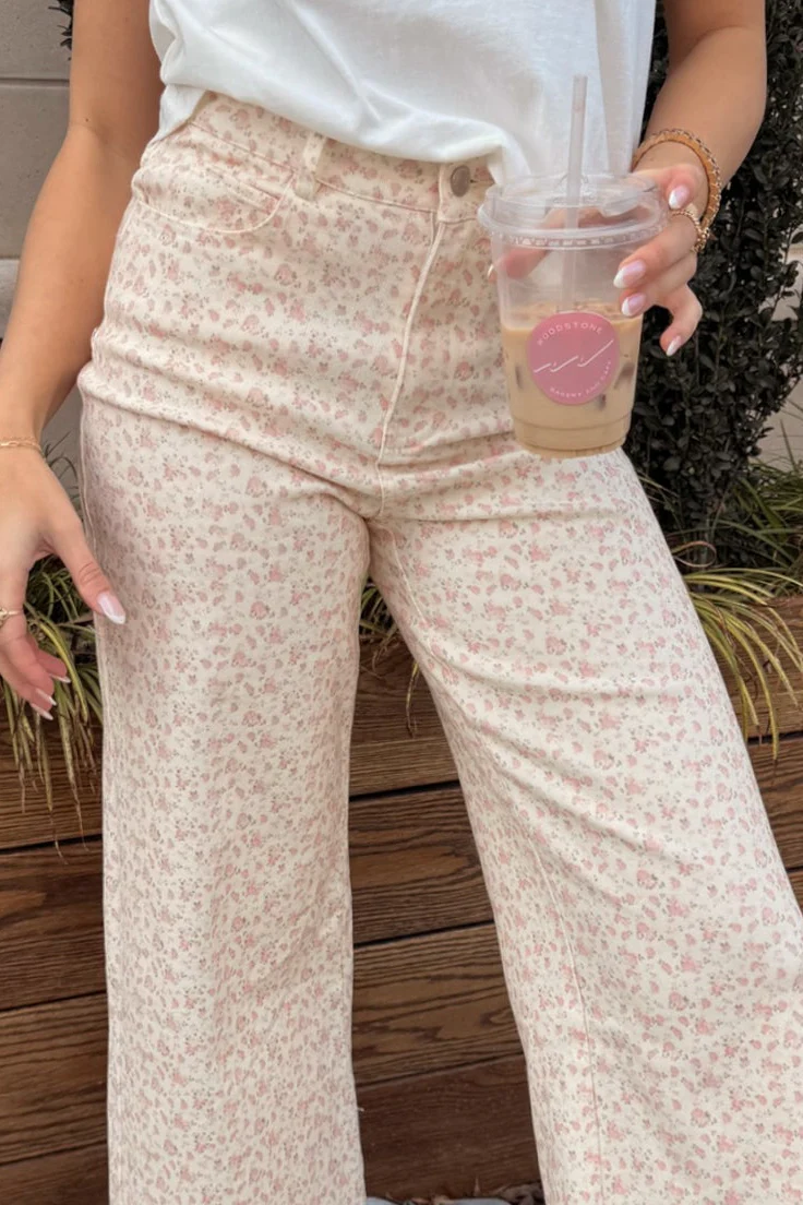 Ashtyn Cream & Pink Floral Pants - Image 8
