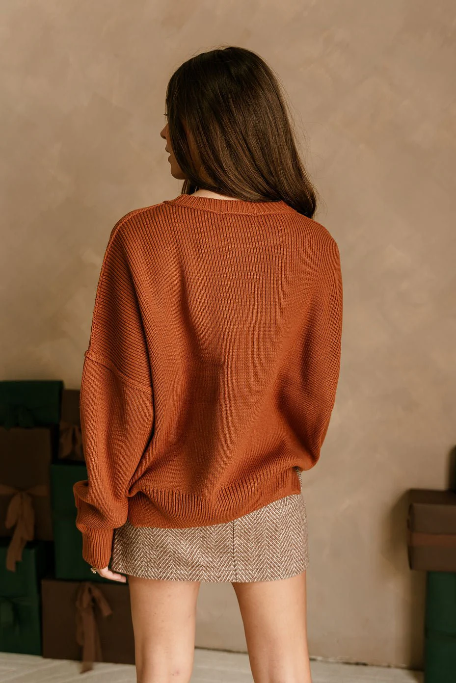 Aspen Brown Ribbed Knit Sweater - Image 7