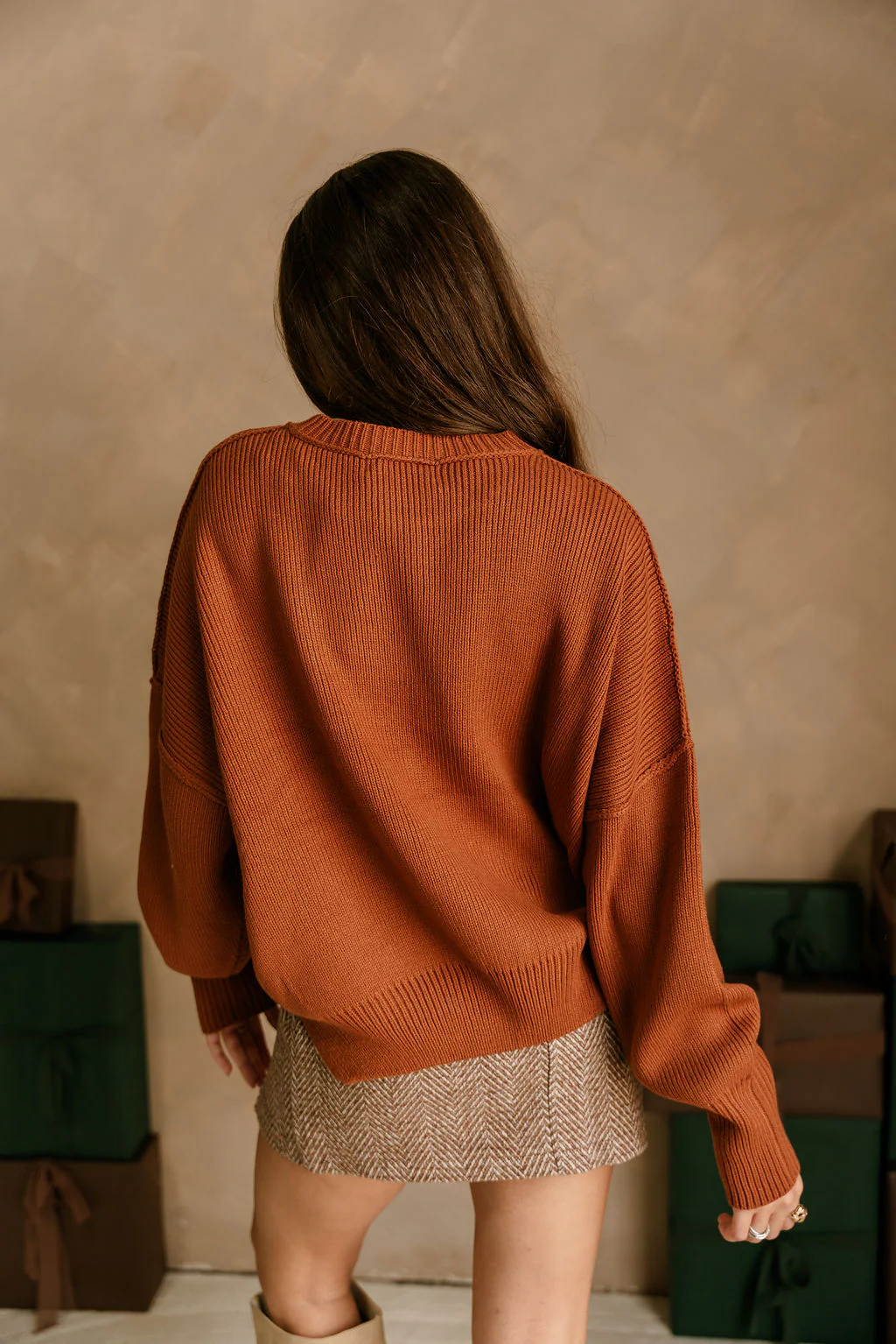 Aspen Brown Ribbed Knit Sweater - Image 8