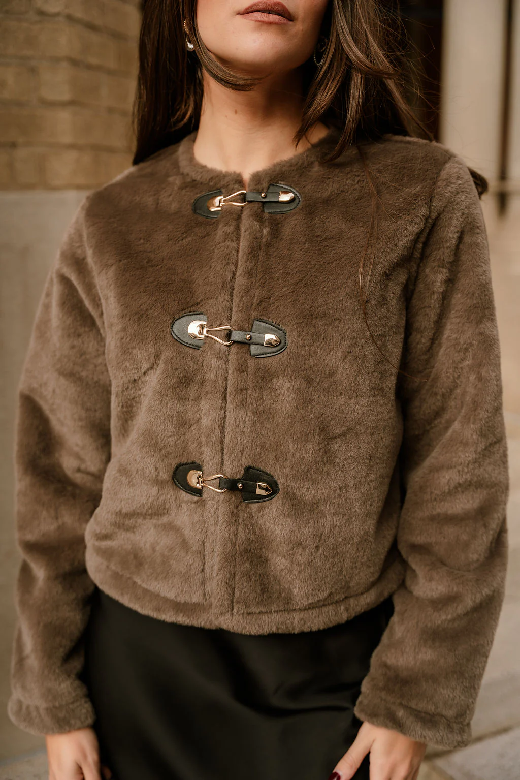 Aspen Taupe Faux Fur Jacket - Image 2