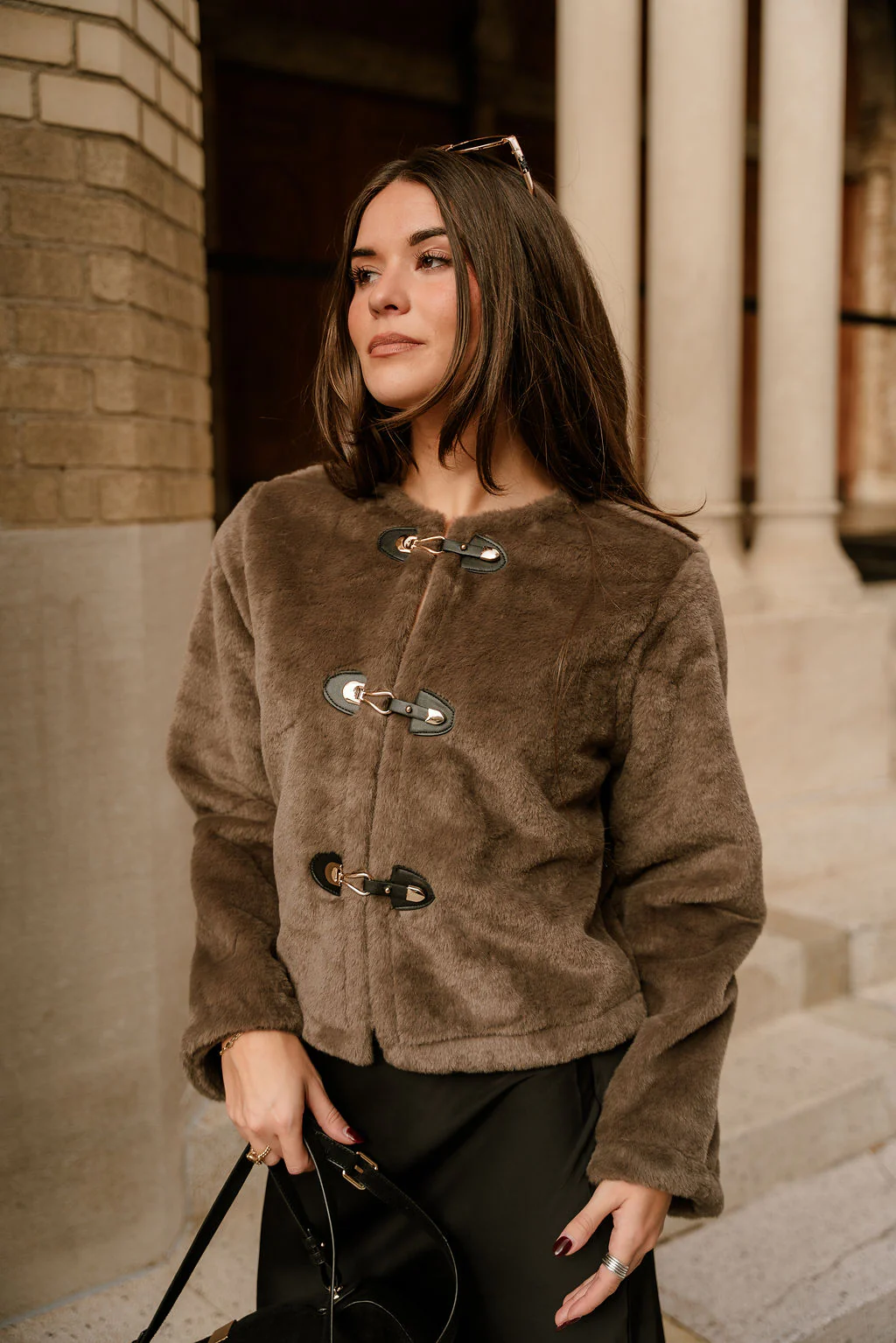 Aspen Taupe Faux Fur Jacket - Image 3