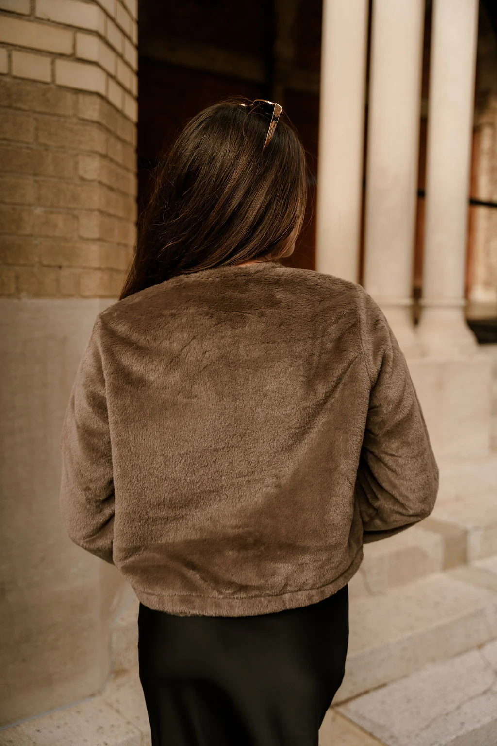 Aspen Taupe Faux Fur Jacket - Image 4