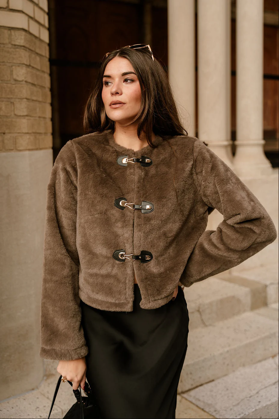 Aspen Taupe Faux Fur Jacket - Image 5