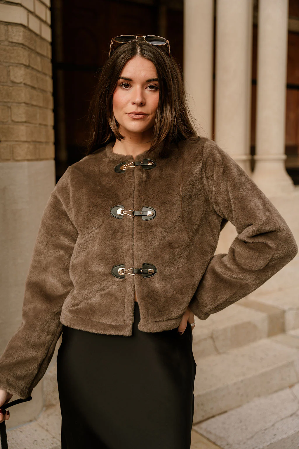 Aspen Taupe Faux Fur Jacket - Image 6
