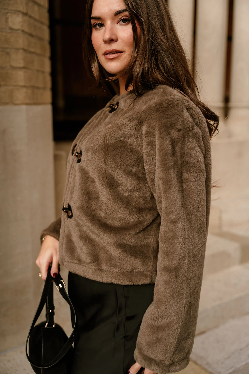 Aspen Taupe Faux Fur Jacket - Image 7