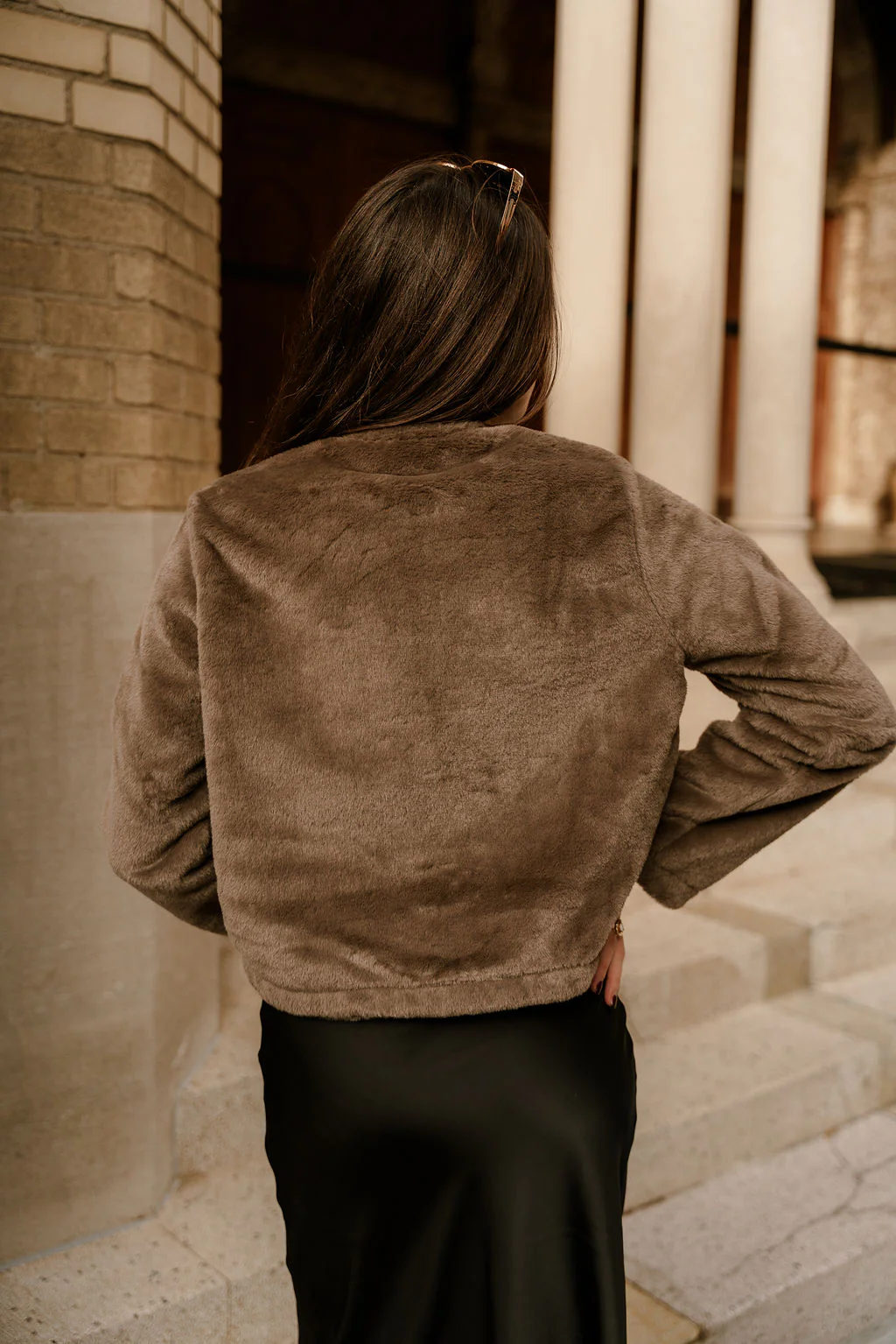 Aspen Taupe Faux Fur Jacket - Image 8