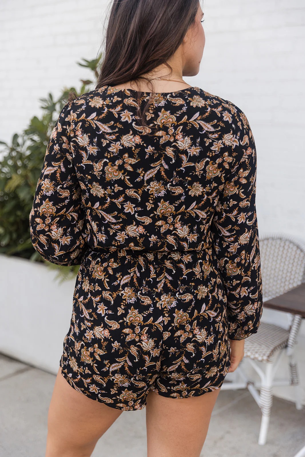 Athena Black & Brown Paisley Tie Romper - Image 4