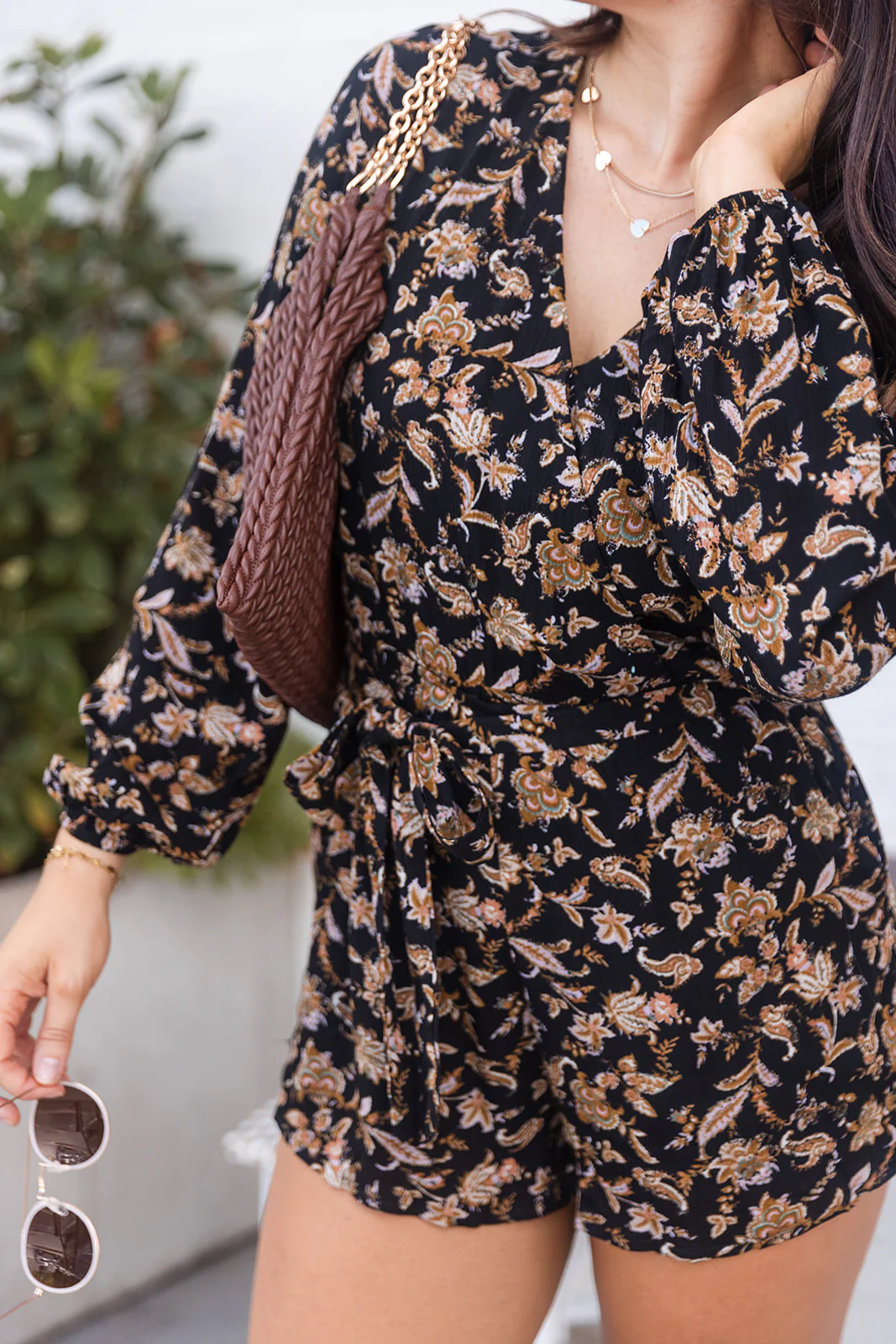 Athena Black & Brown Paisley Tie Romper - Image 6