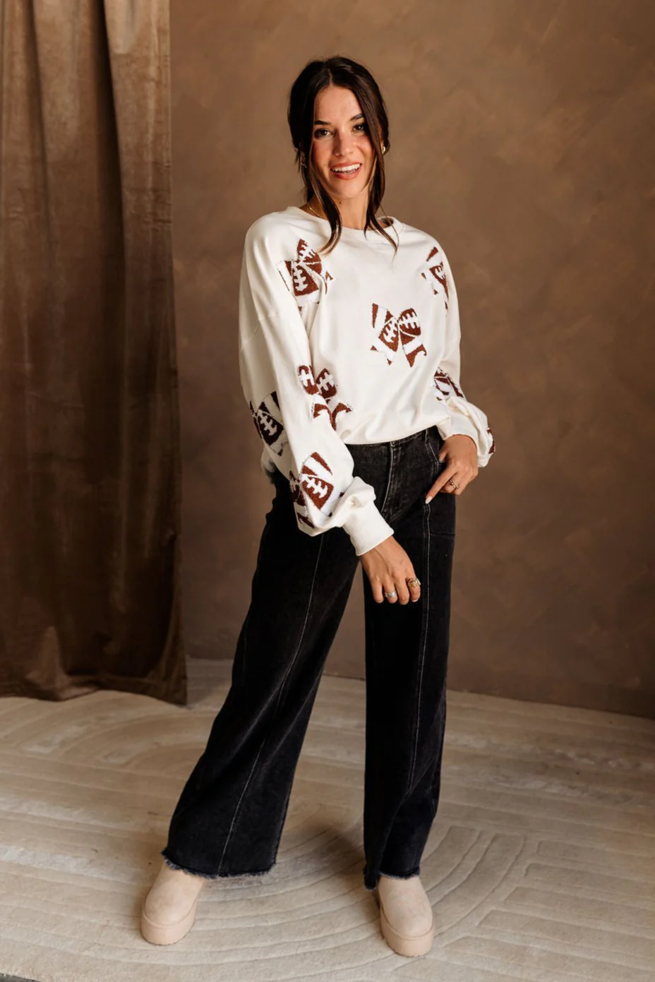 Aubrey Football Sherpa Bow Sweatshirt - Image 3