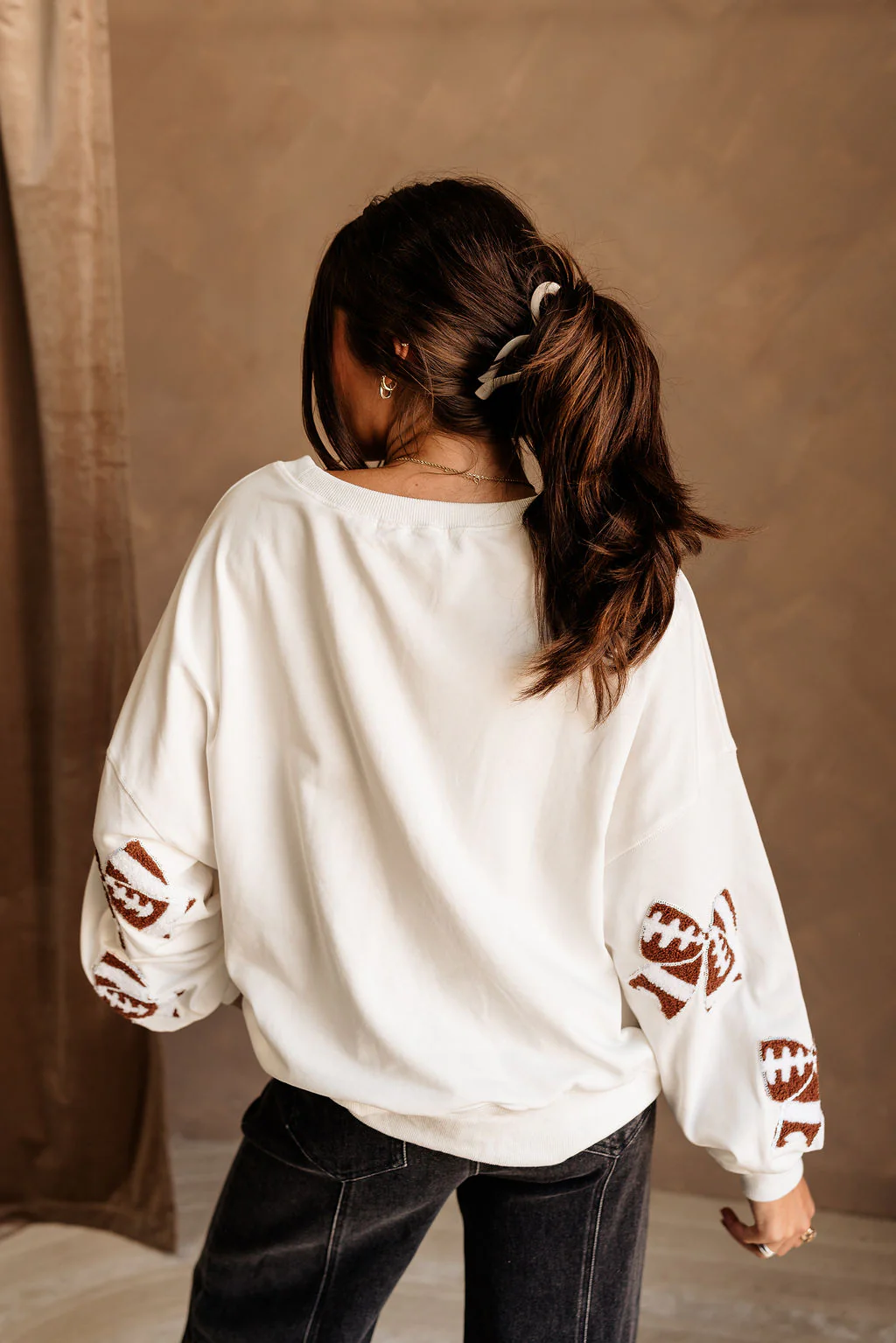 Aubrey Football Sherpa Bow Sweatshirt - Image 4
