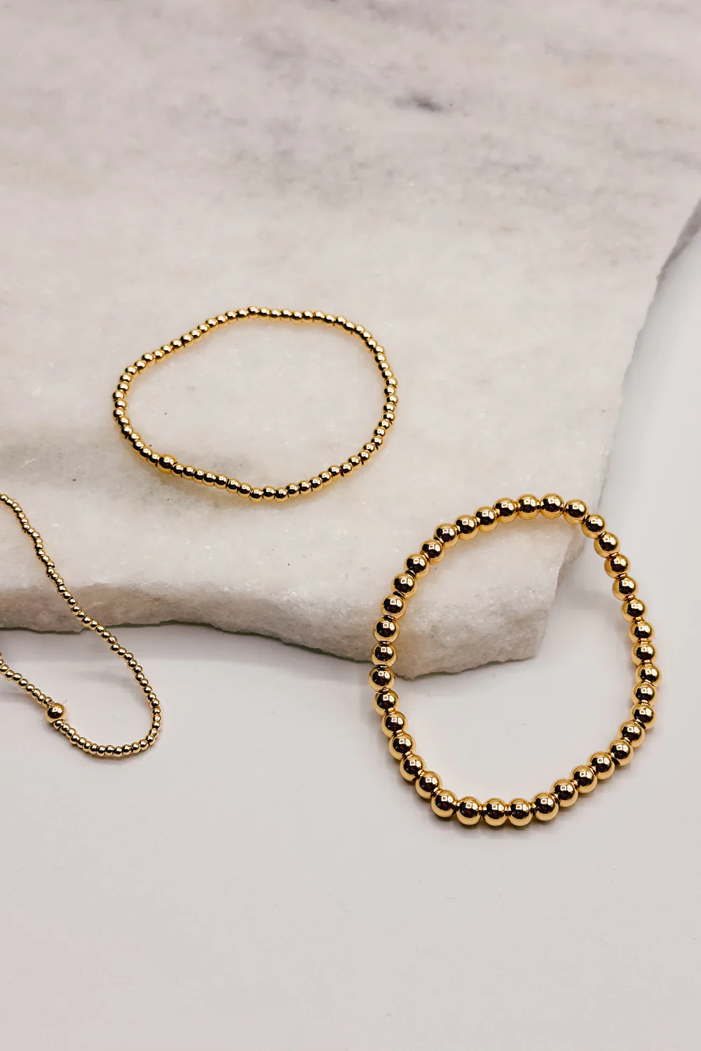 Aubrey Gold 4mm Beaded Water Resistant Bracelet - Image 3