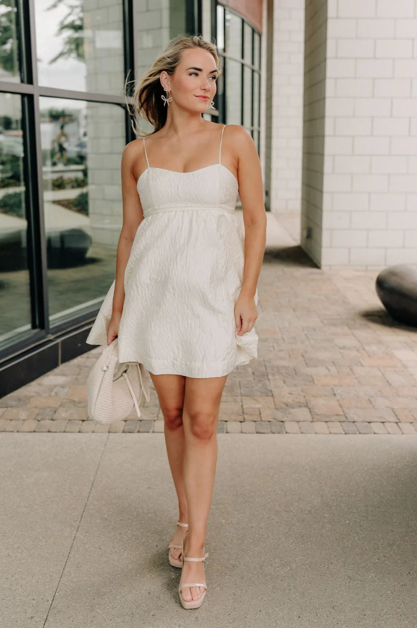 Audrey Cream Babydoll Mini Dress - Image 2
