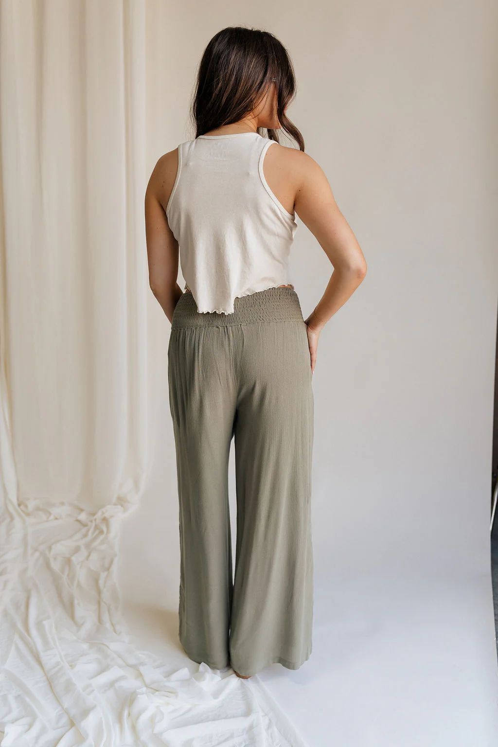 Audrey Olive Green Wide Leg Pants - Image 5