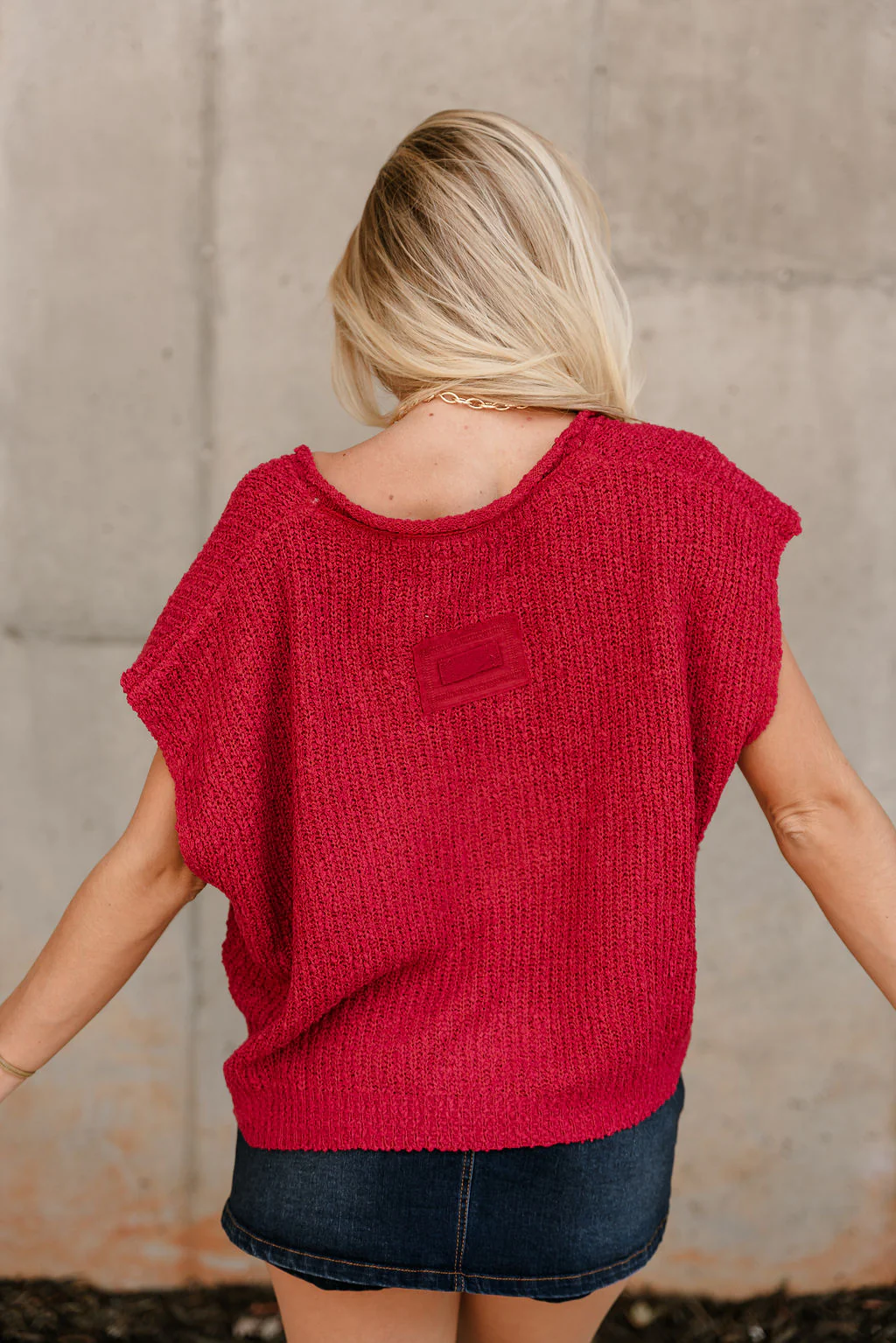 Ava Red Sleeveless Sweater - Image 6