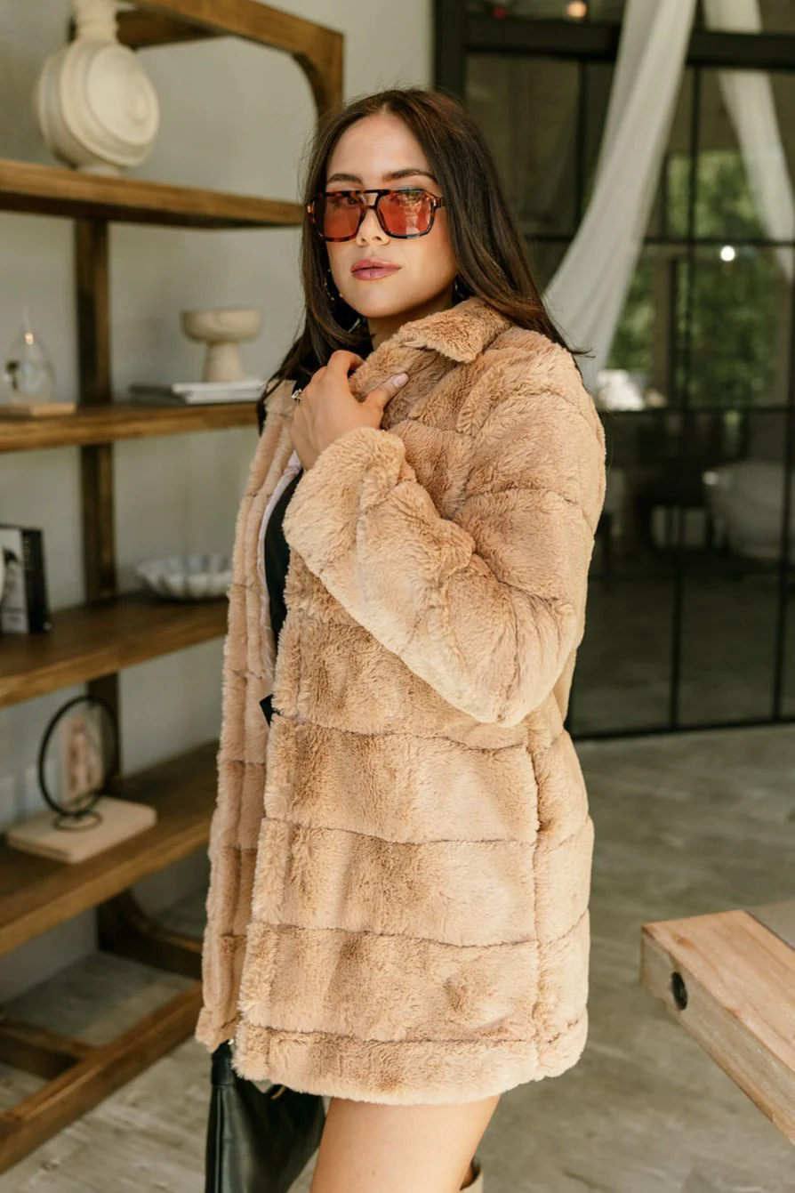 Avani Camel Faux Fur Jacket - Image 4