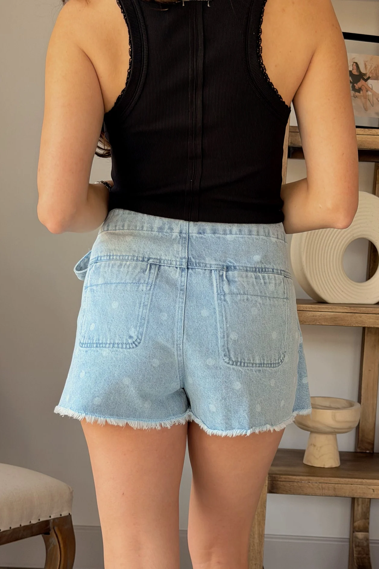 Ayla Polka Dot Denim Skort - Image 4