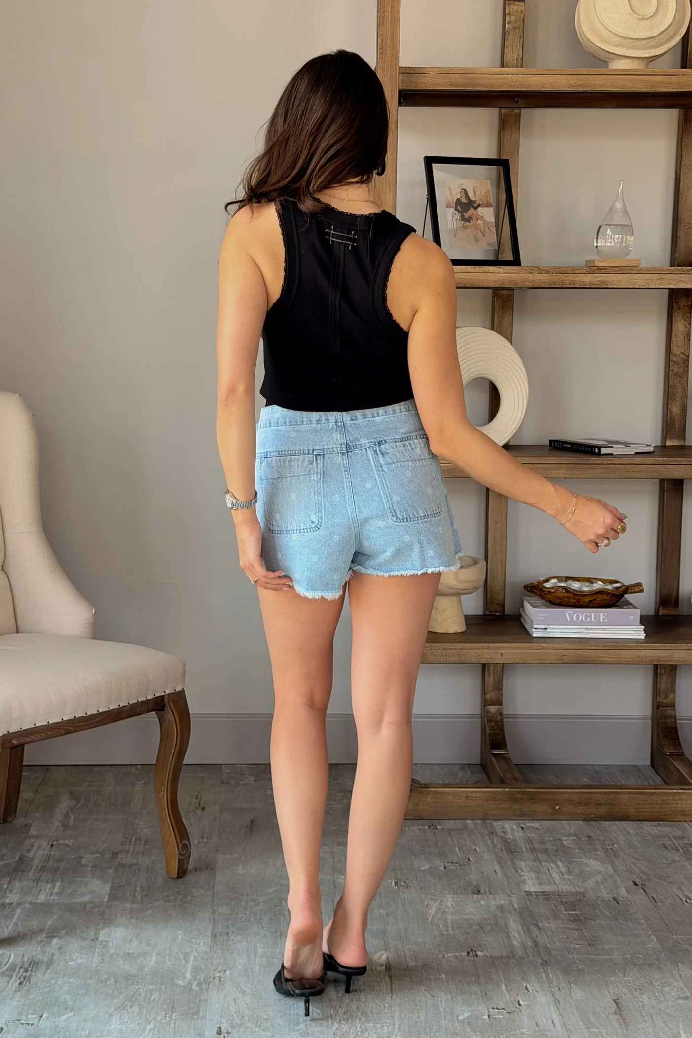 Ayla Polka Dot Denim Skort - Image 8