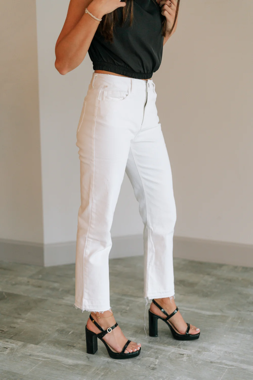 Ayla White Straight Leg Jeans - Image 3