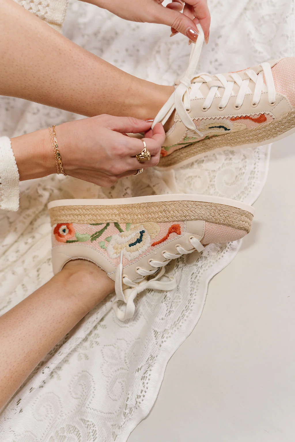 Dolce Vita Azalia Pink Floral Raffia Sneaker