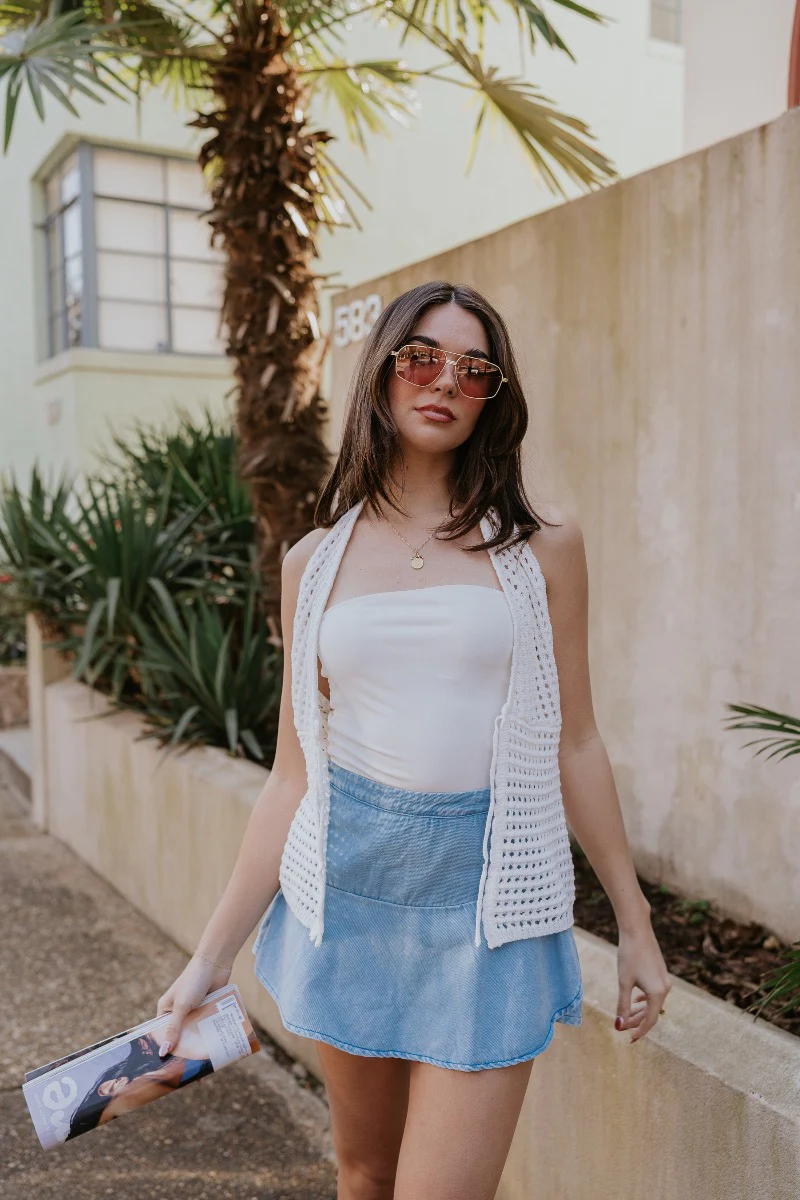 Azure Denim Ruffle Mini Skirt - Image 3