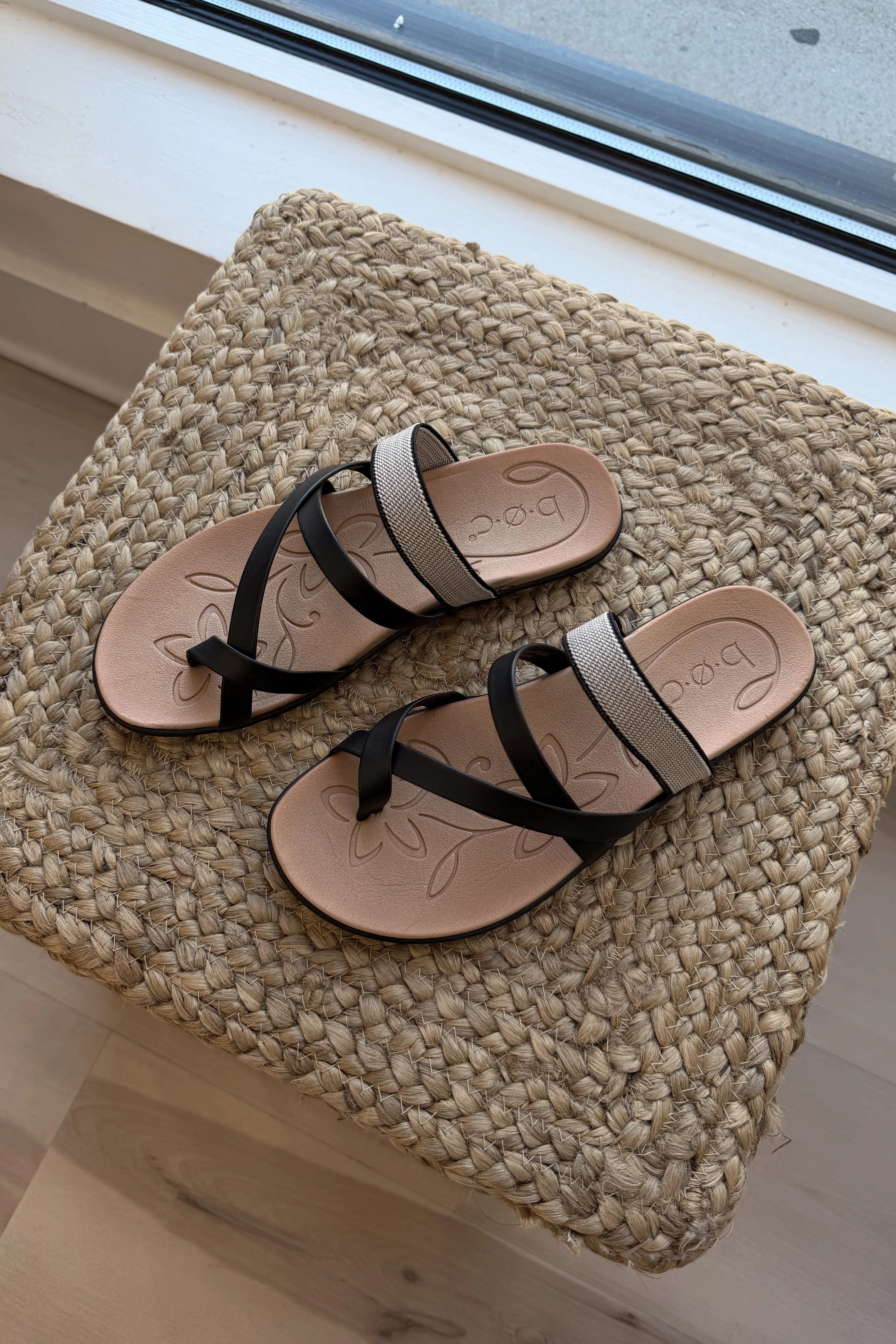 B.O.C. Halena Black & Natural Strappy Sandal