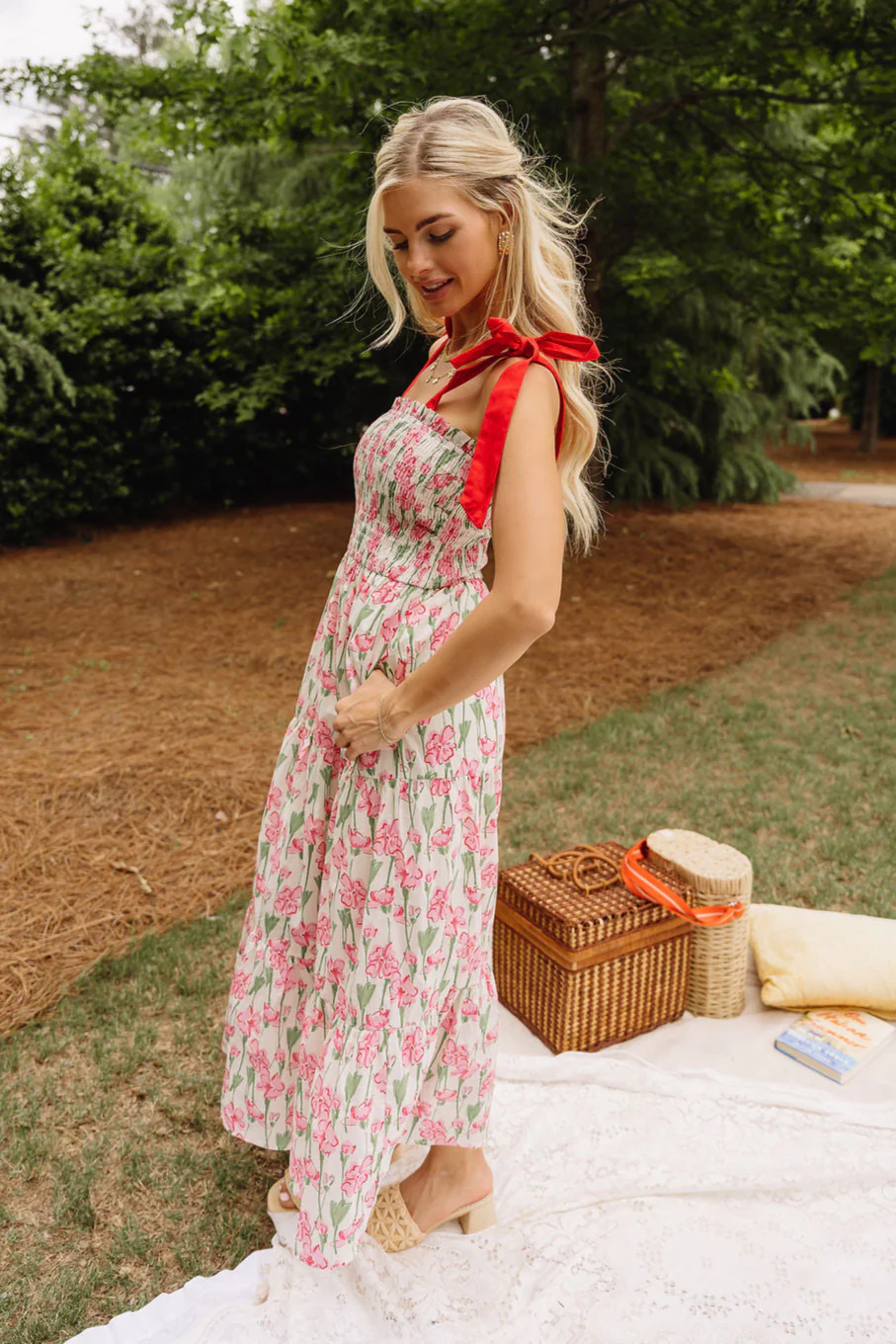 Bailey Floral Tie Strap Midi Dress - Image 5