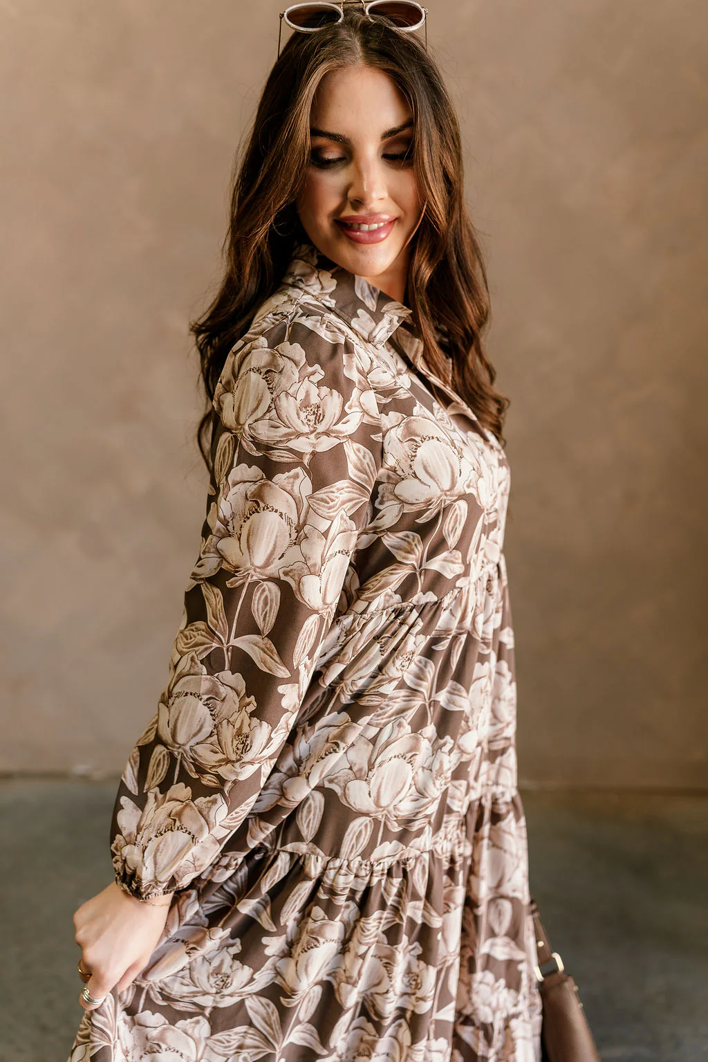 Bailey Mocha Floral Midi Dress - Image 5