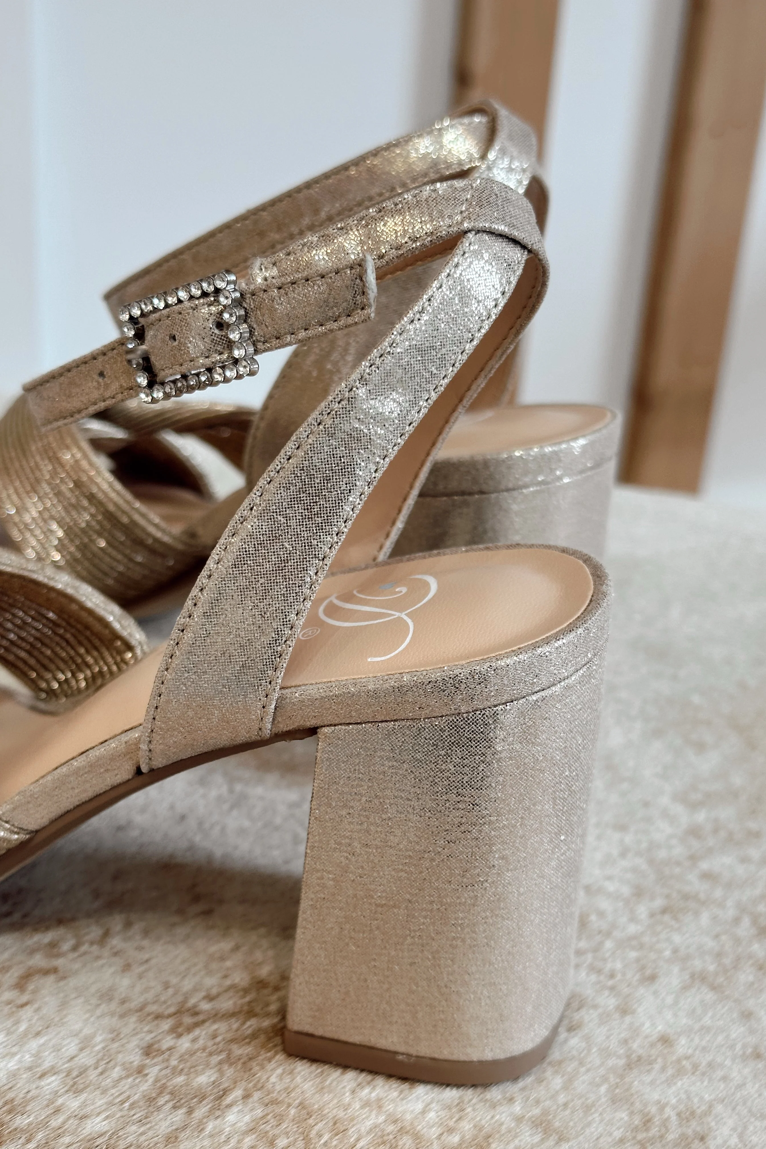 Baron Gold Twist Strap Block Heel - Image 3