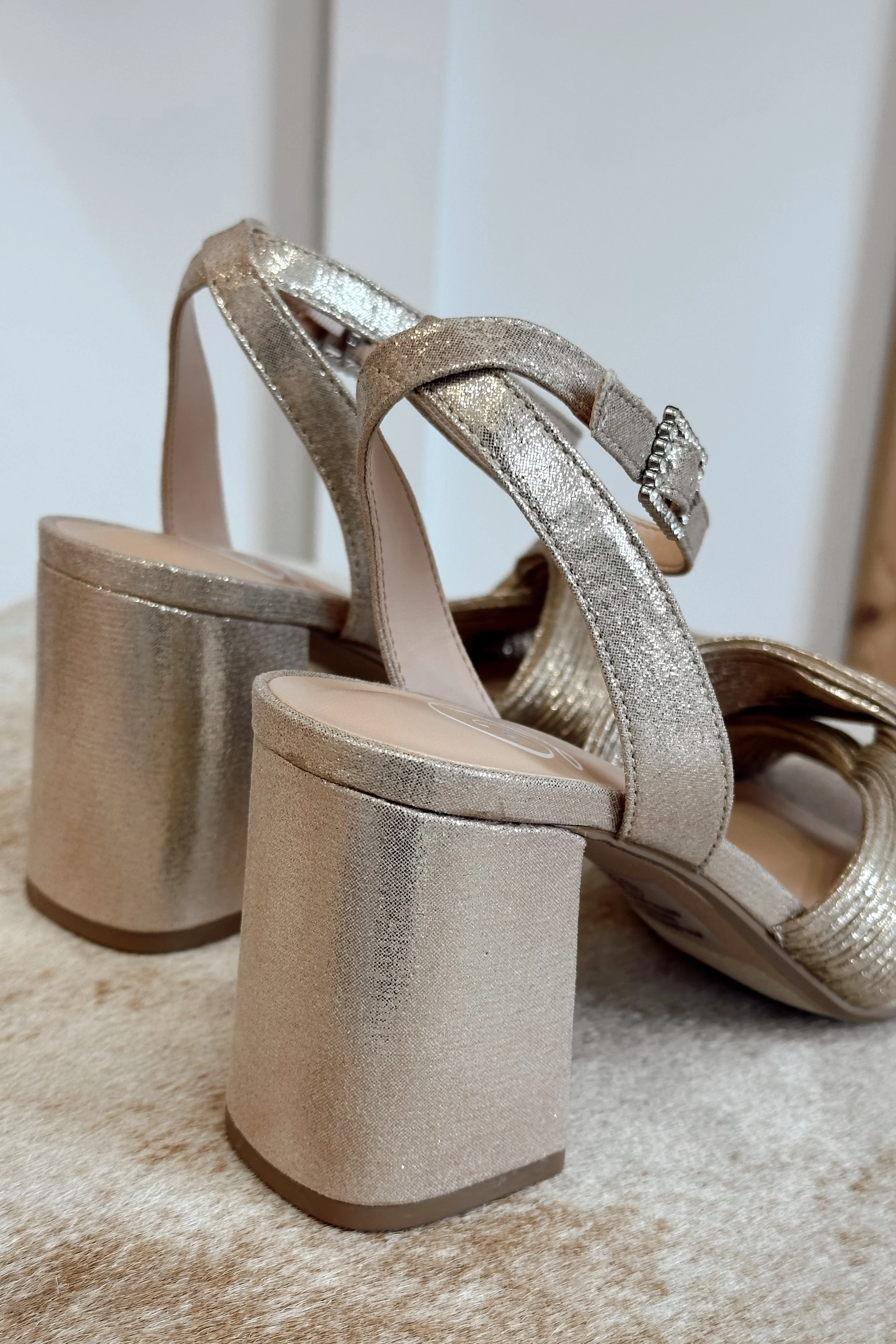 Baron Gold Twist Strap Block Heel - Image 8