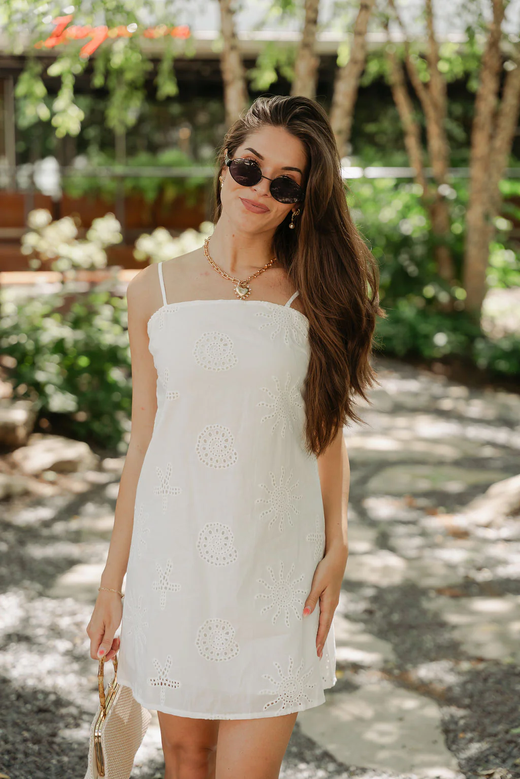Becky White Seashell Eyelet Mini Dress - Image 5
