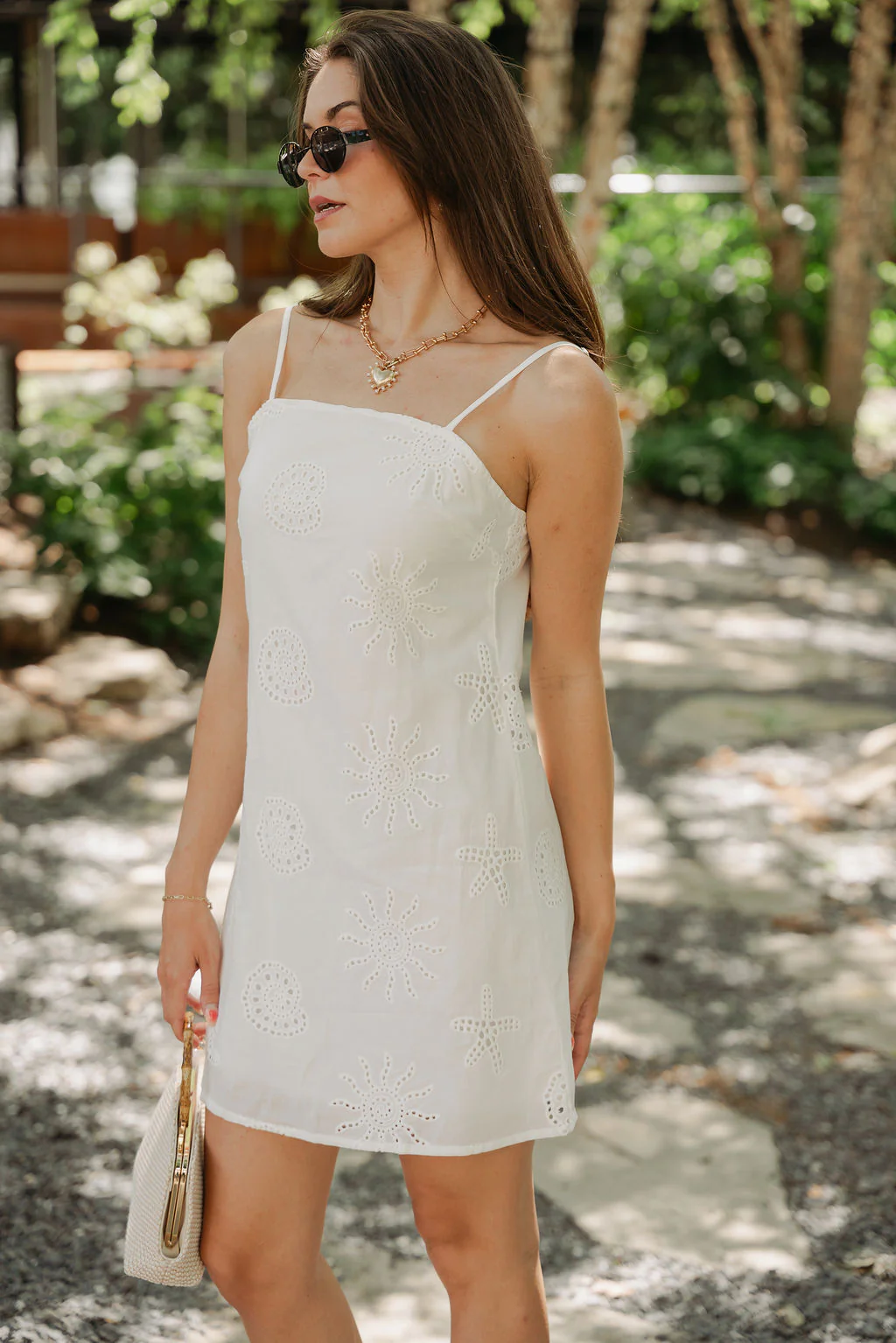 Becky White Seashell Eyelet Mini Dress - Image 6