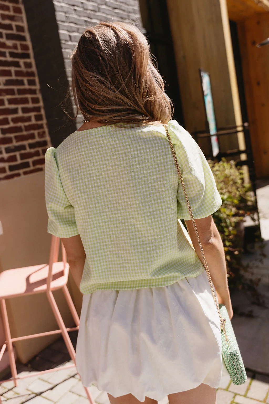 Belinda Green Gingham Tie-Front Top - Image 6
