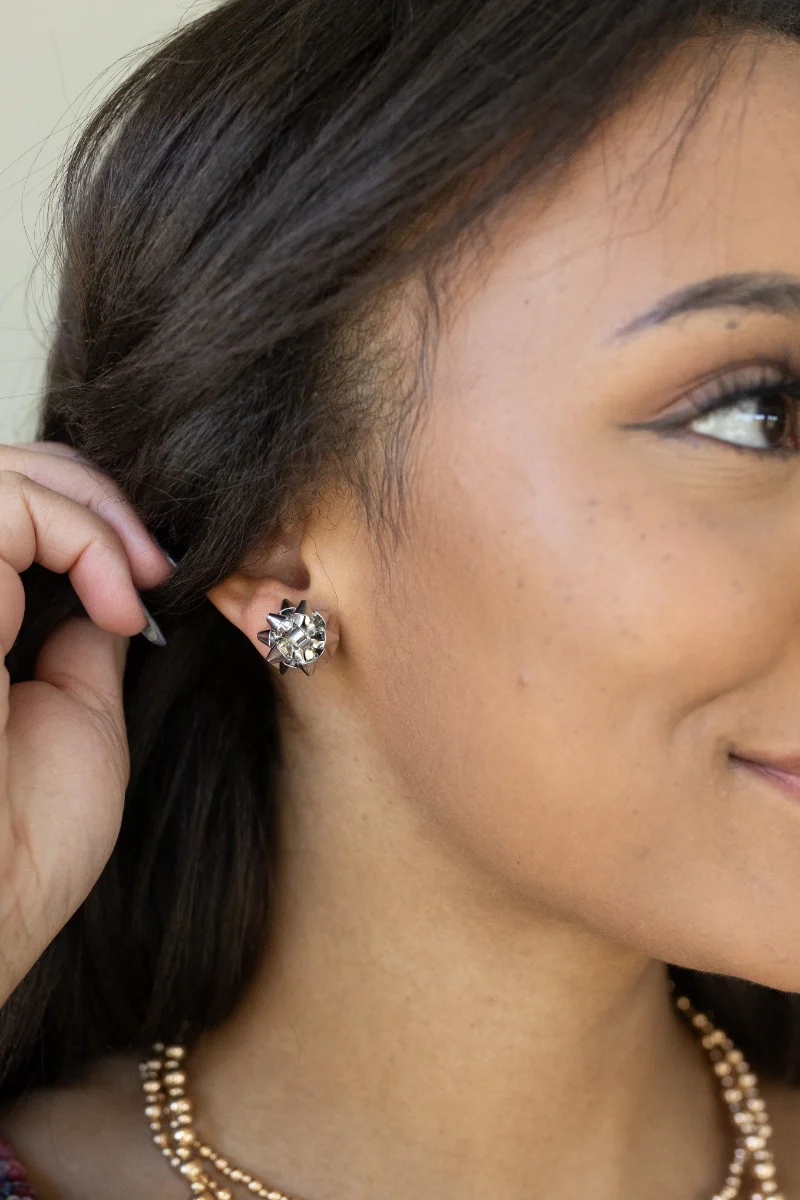 Bella Silver Bow Stud Earrings