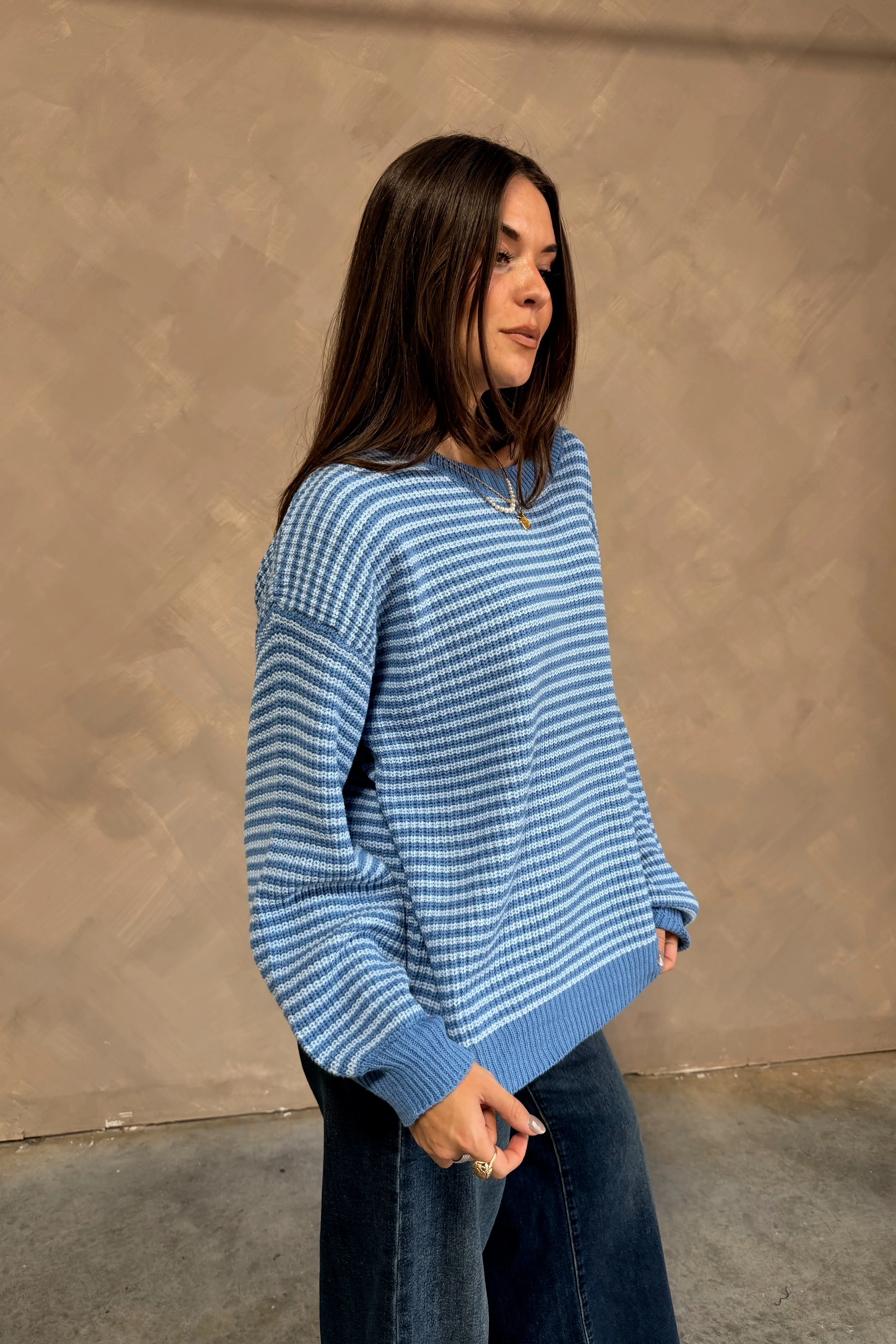 Benson Blue Striped Sweater - Image 4