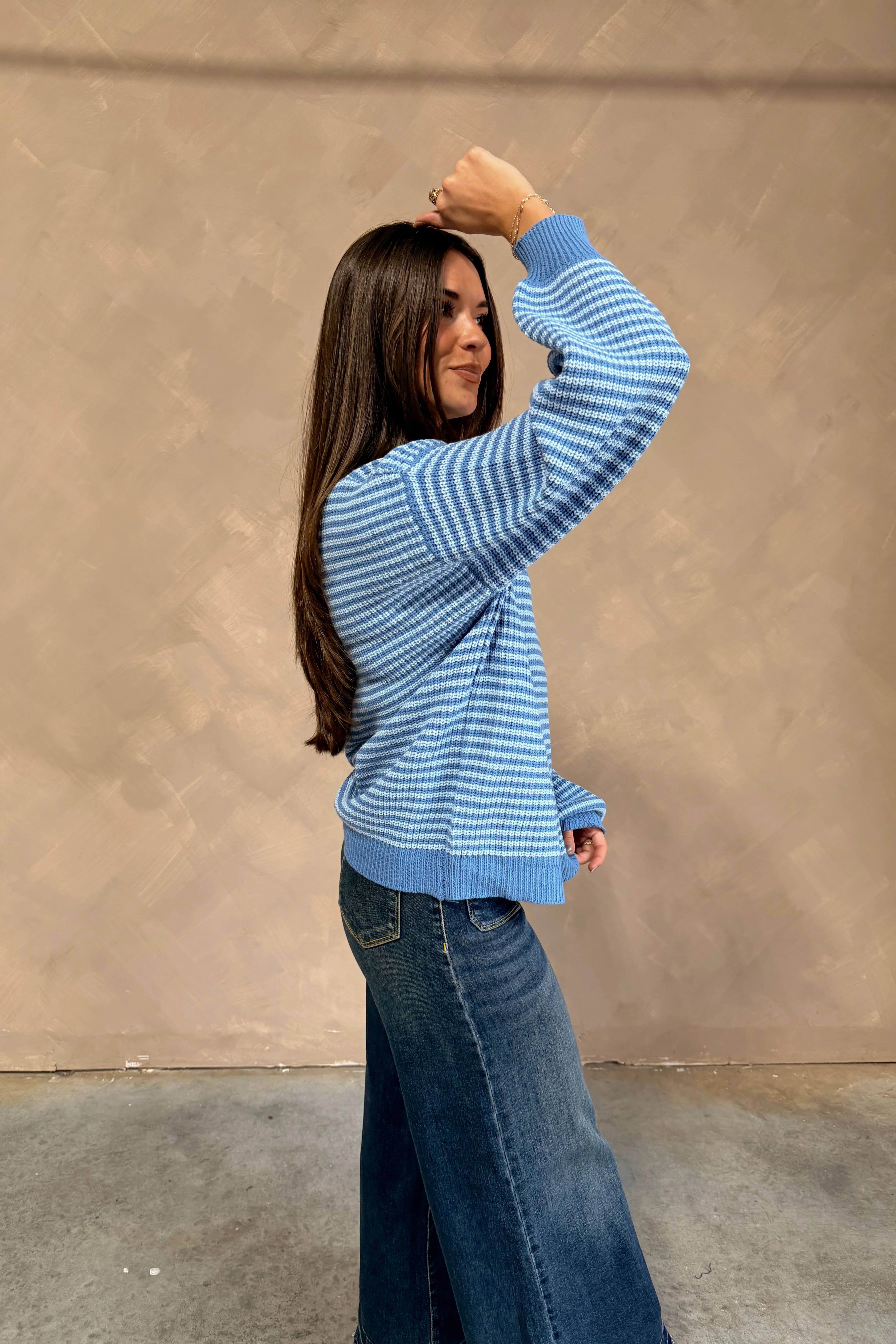 Benson Blue Striped Sweater - Image 5