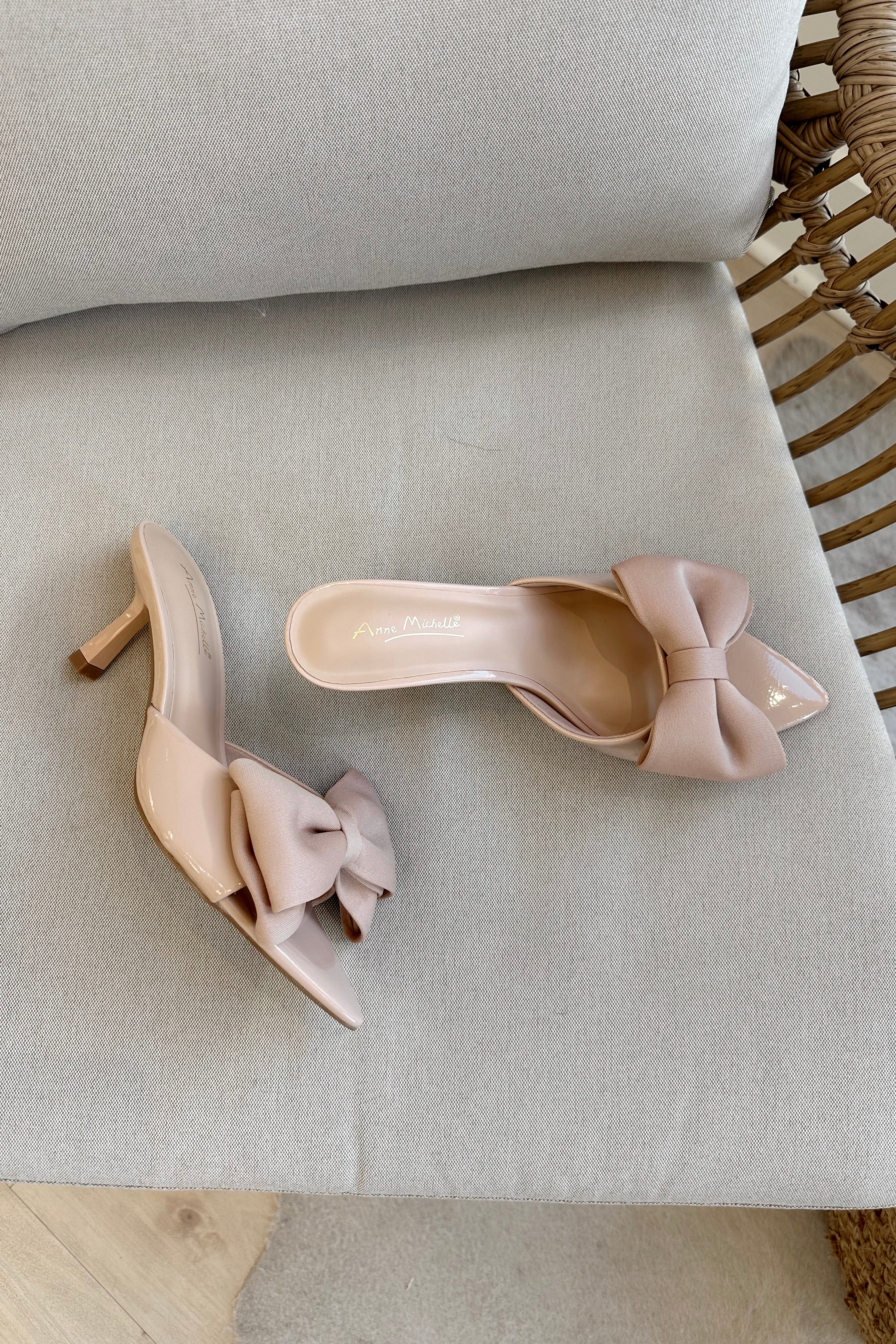 Bermuda Nude Patent Bow Kitten Heel - Image 6