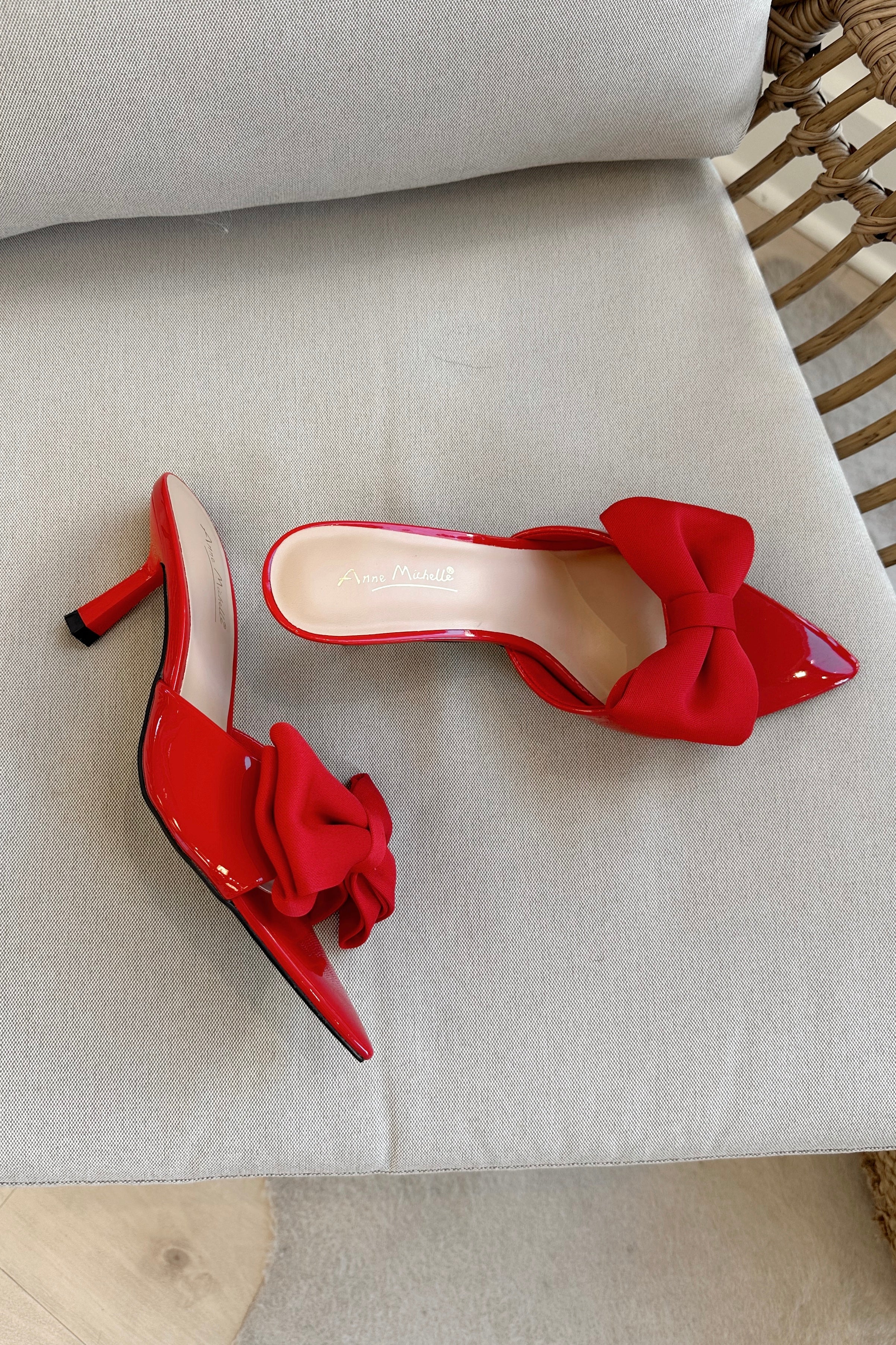 Bermuda Red Patent Bow Kitten Heel - Image 2