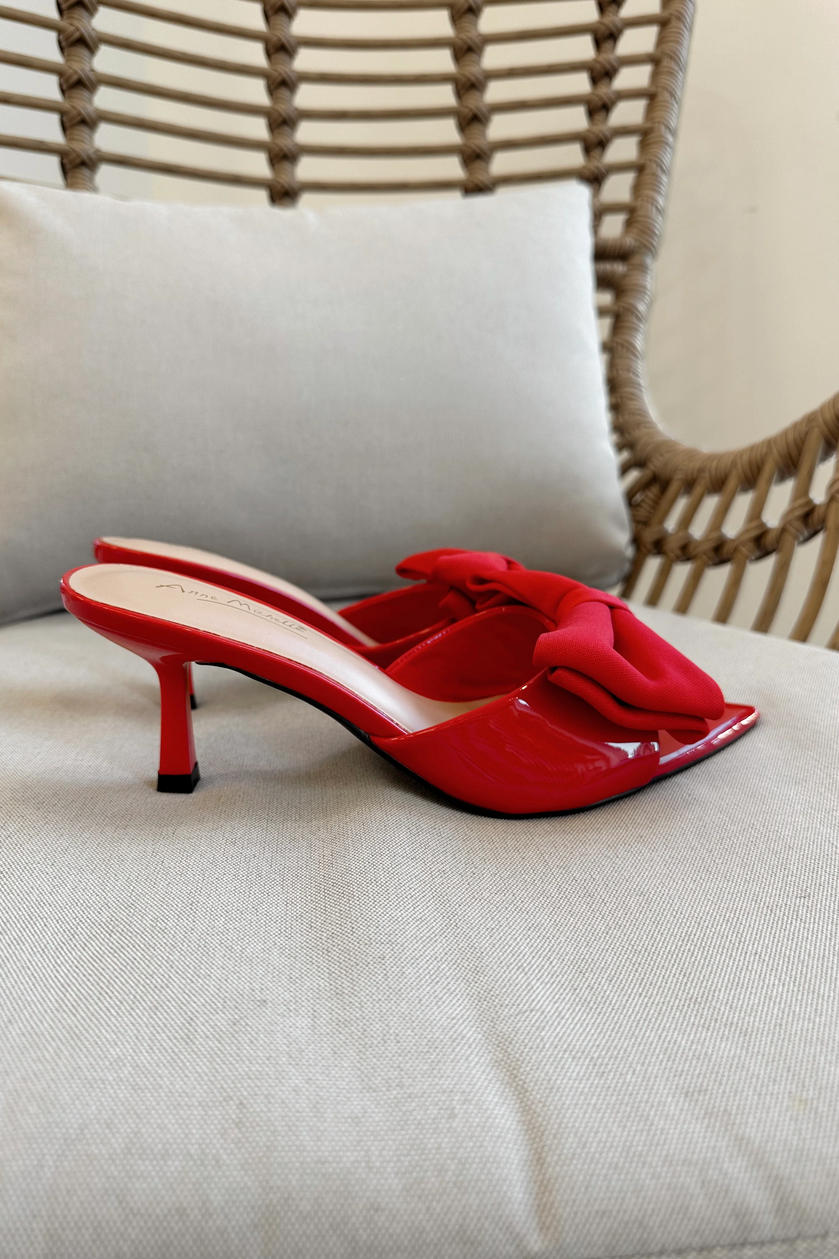 Bermuda Red Patent Bow Kitten Heel - Image 4