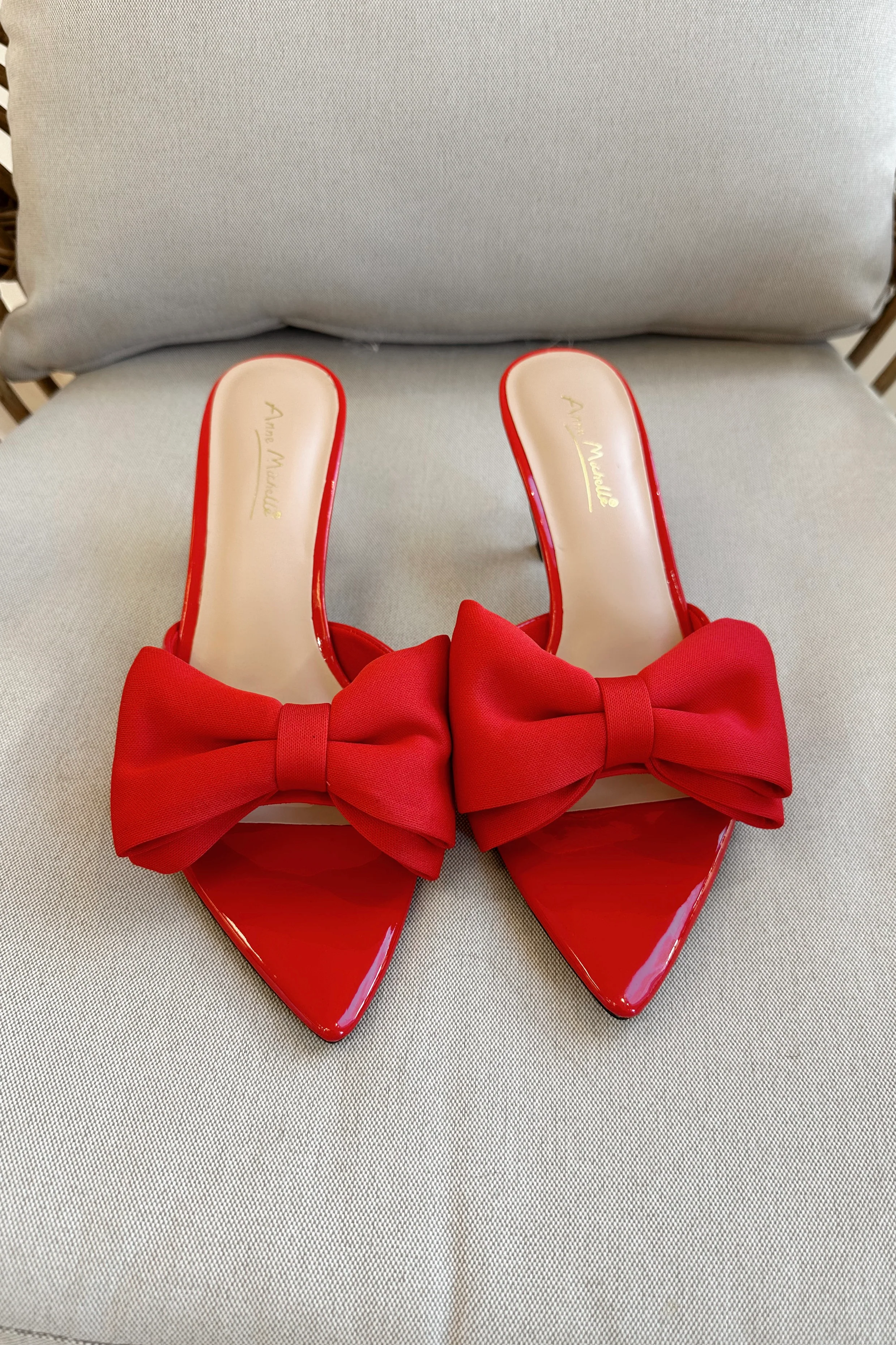 Bermuda Red Patent Bow Kitten Heel - Image 5