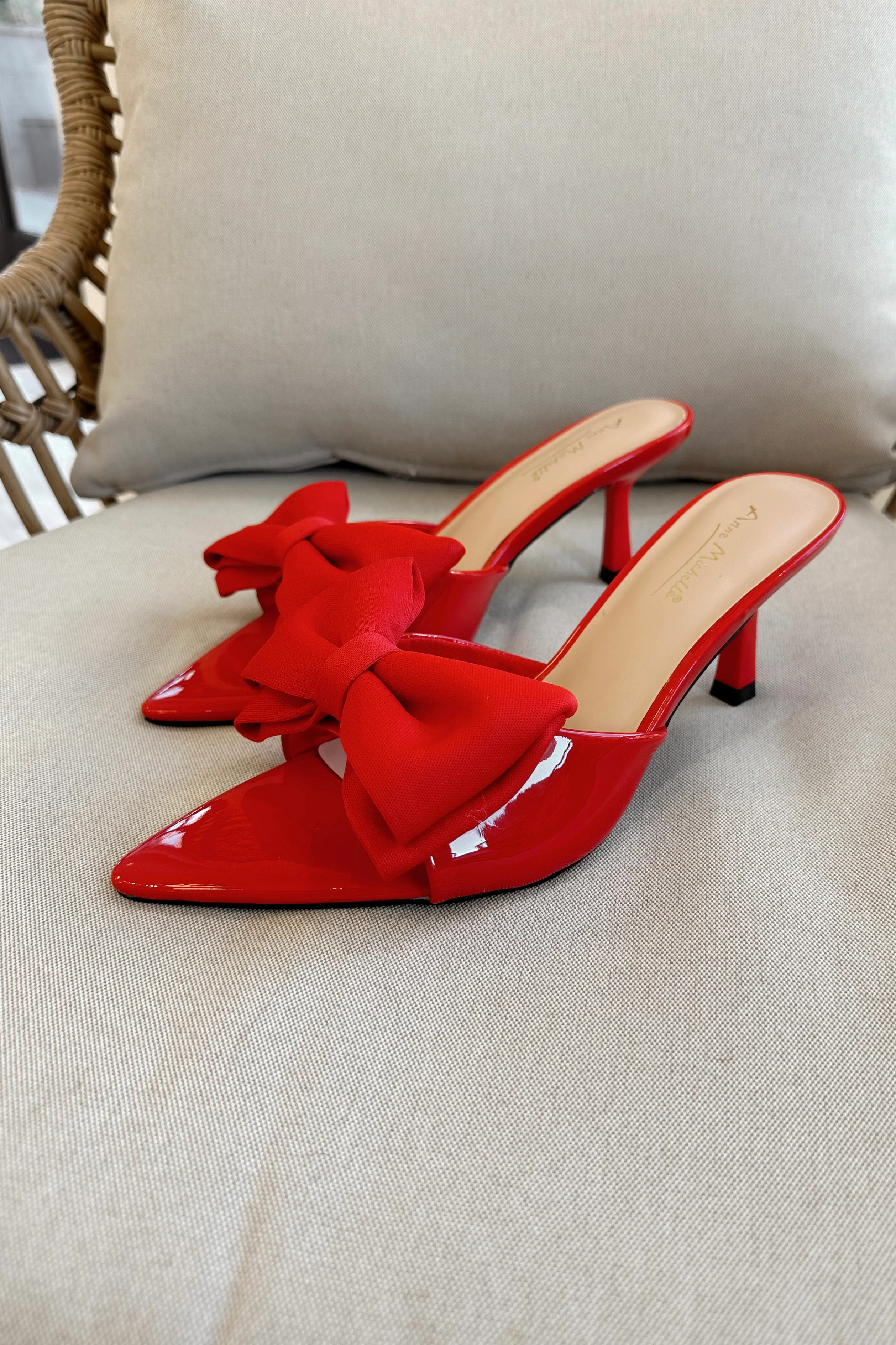 Bermuda Red Patent Bow Kitten Heel - Image 6