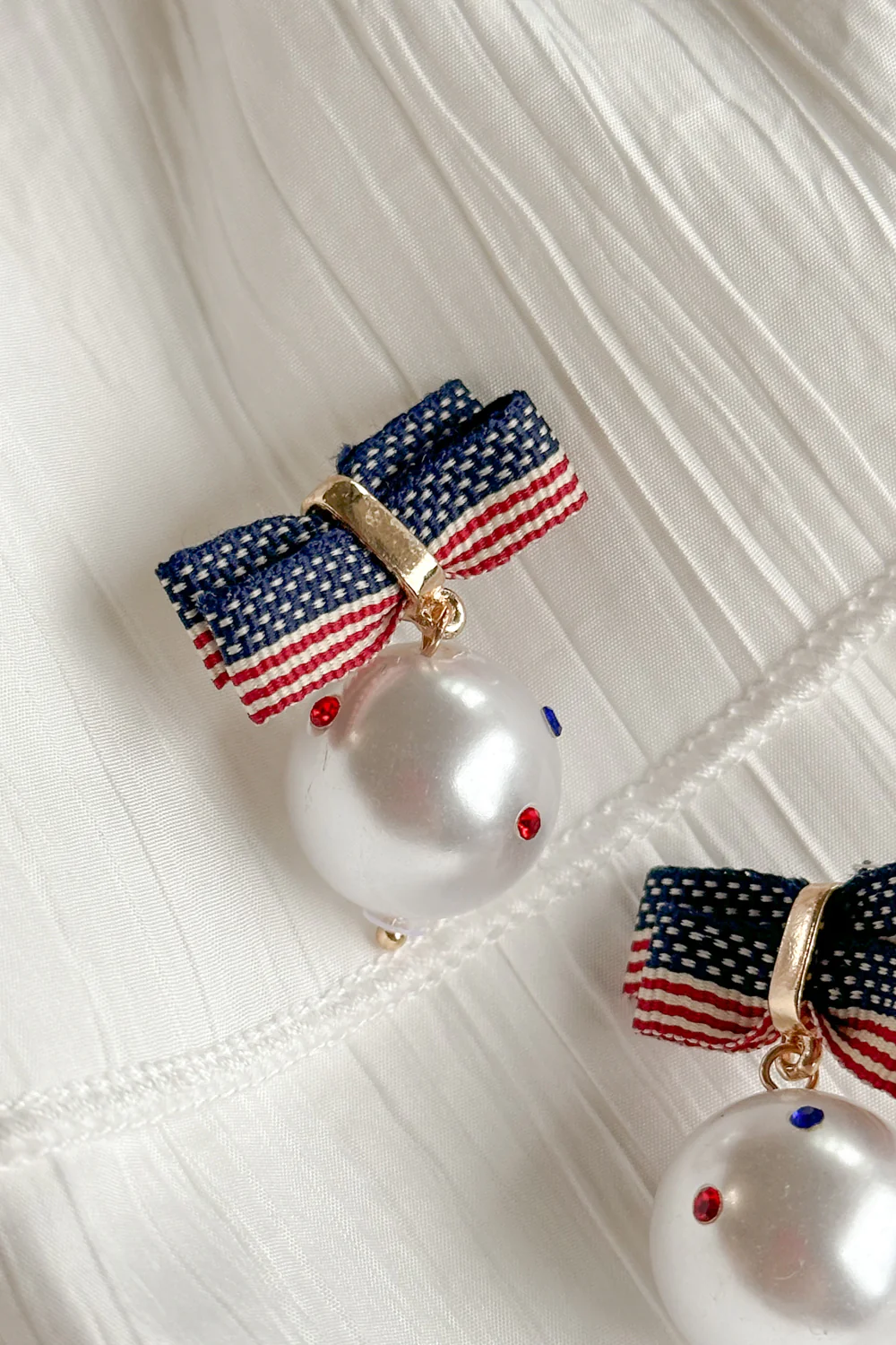 Betsy Red, White, & Blue Pearl Earrings - Image 2