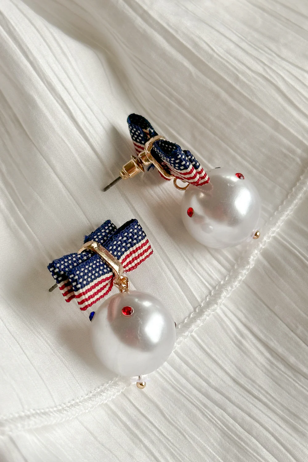 Betsy Red, White, & Blue Pearl Earrings - Image 3